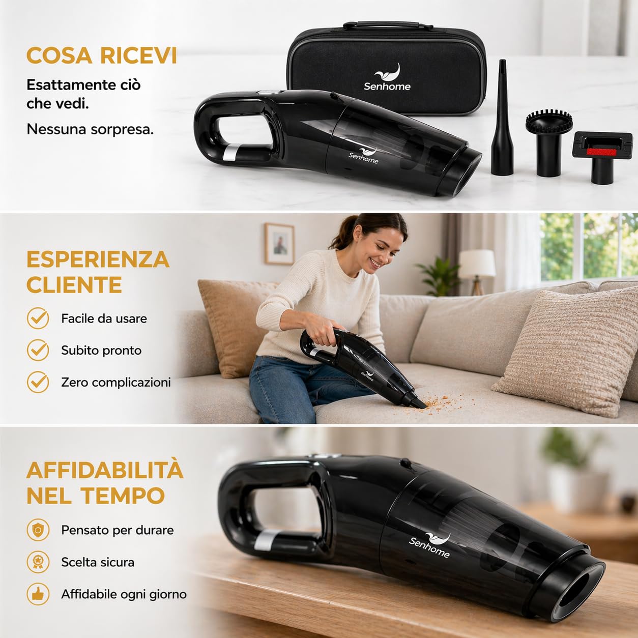 Aspirabriciole Senza Fili Ricaricabile - Pulizia Rapida di Cibo, Peli e Tappeti - Aspirazione Potente e Filtro Hepa Lavabile - Batteria 2000 mAh, Serbatoio 350 ml, Accessori e Borsa Inclusi