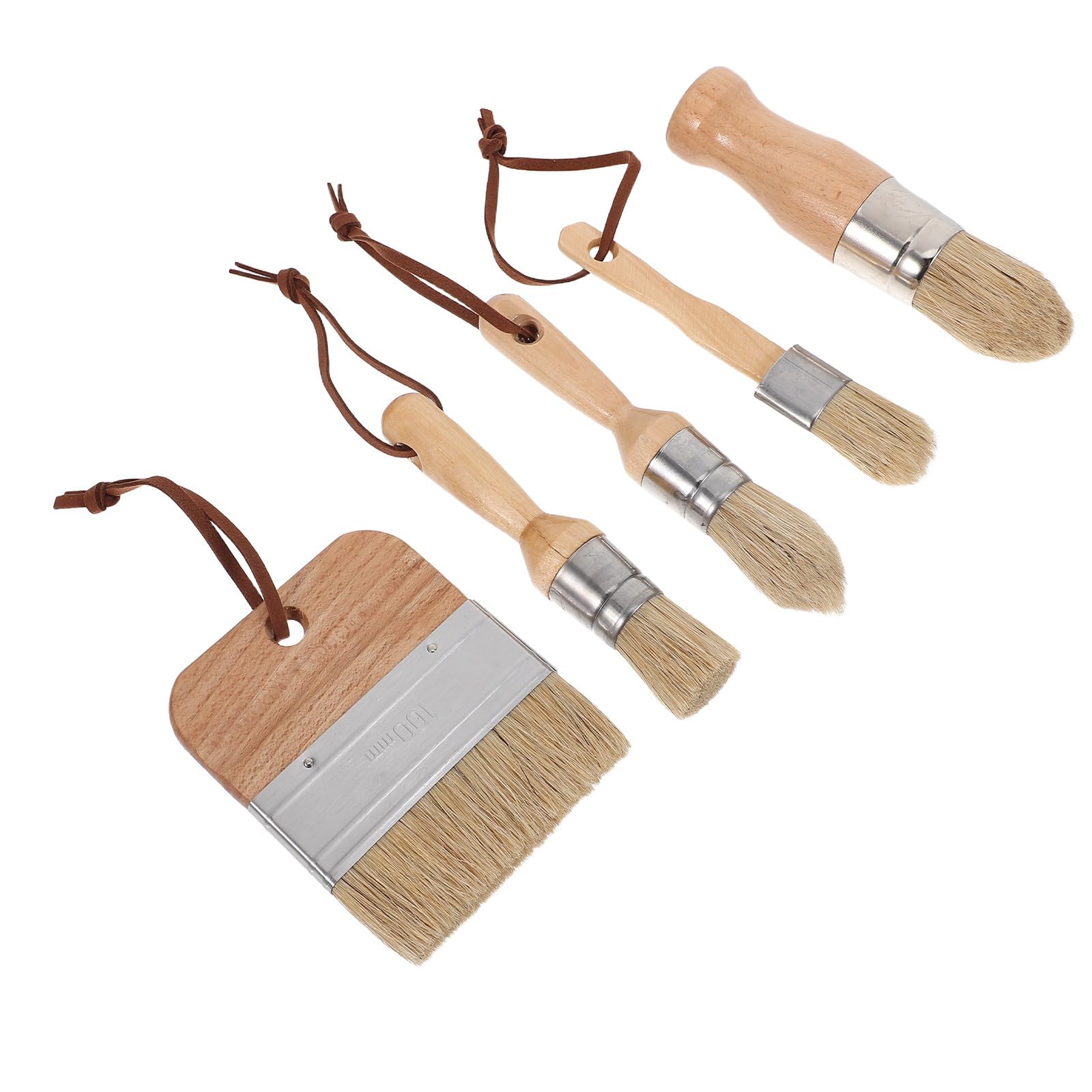 5 Piezas Pinceles de Cerdas Naturales Aplicación Precisa Mango de Madera de Haya y Agarre Cómodo para Muebles Ideales para Bricolaje y Restauración