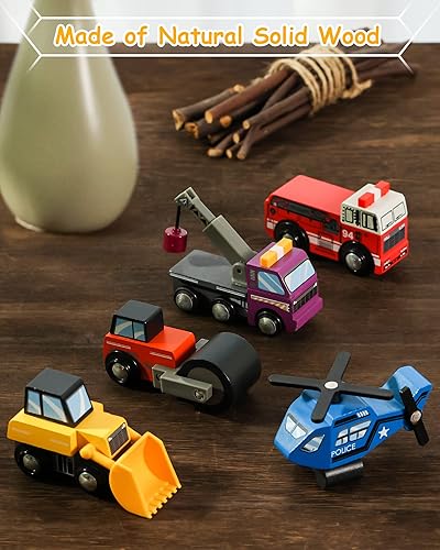 Miniatura 9 de SainSmart Jr. Juego de accesorios de tren de madera, juego de autos de juguete magnético (10 unidades), compatible con todas las principales marcas,