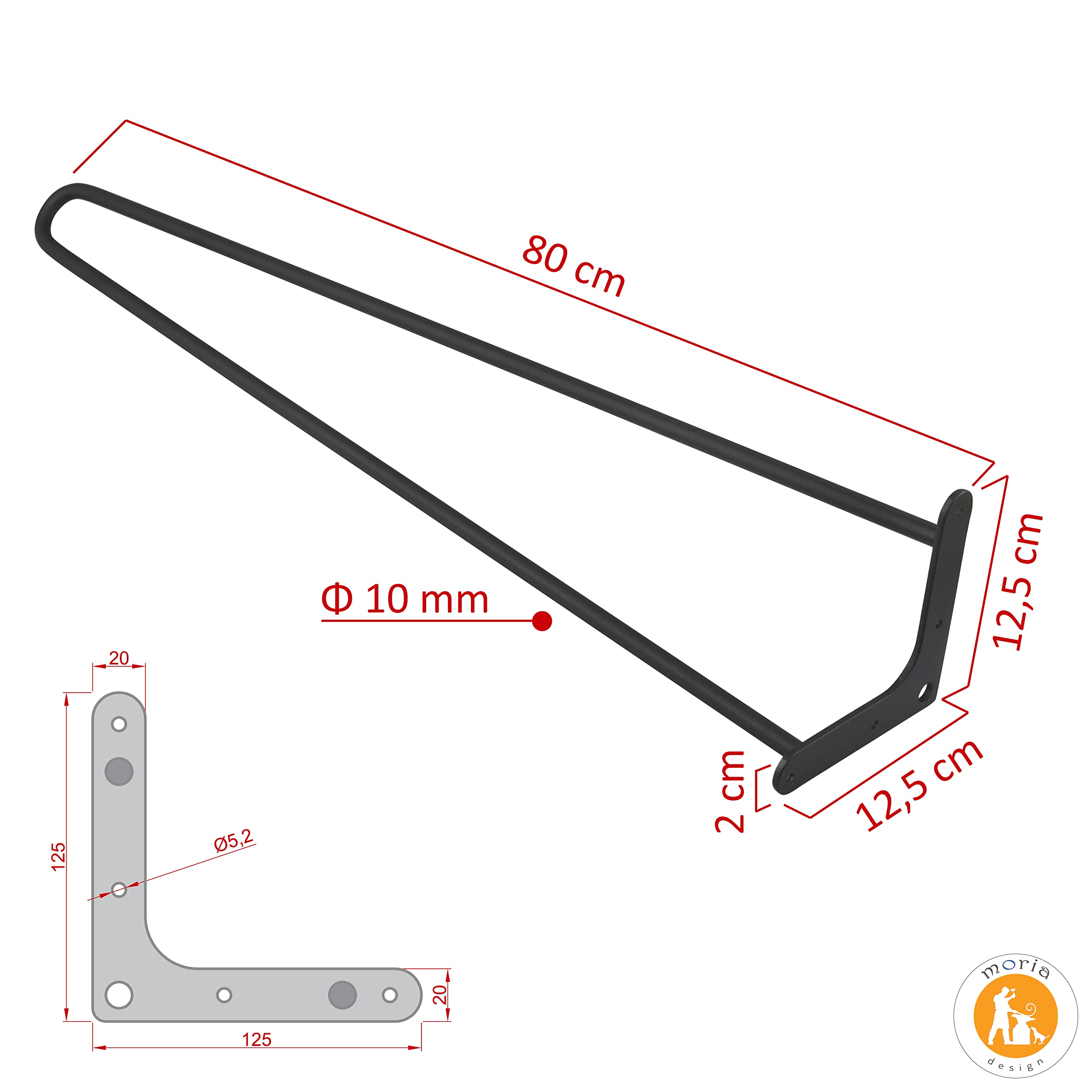 Izrielar Set van 4 hairpin legs 72 cm meubelpoten, tafelpoten van metaal, verwisselbare tafel