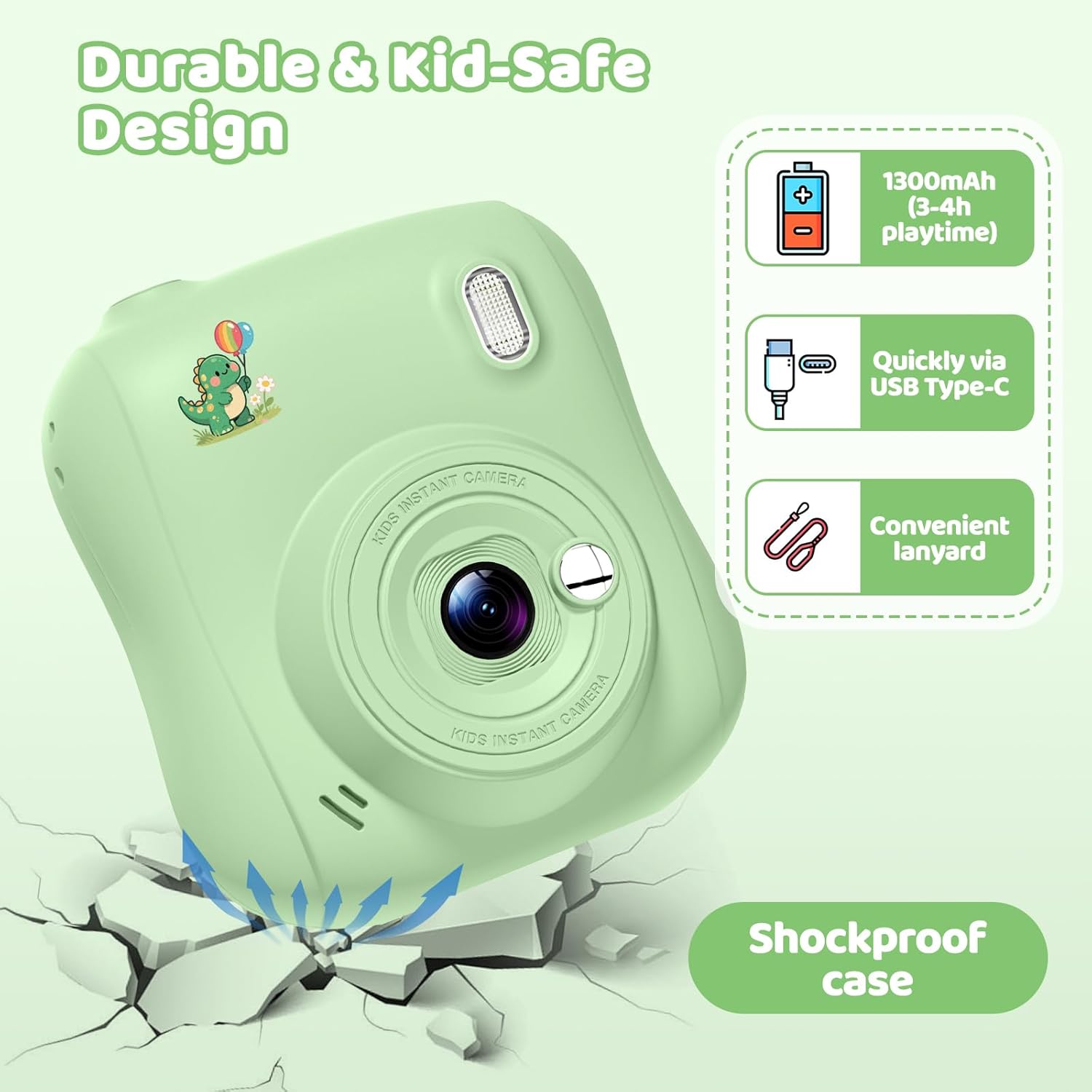 Instant Print Camera for Kids,Christmas Birthday Gifts for 3 4 5 6 7 8 9 10 11 12 Year Old Boys Girls,Toddler Digital Video Camcorder Cameras, Best 1080P HD Selfie Toy with 32GB SD Card