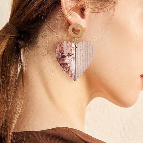 Miniatura 4 de FASHEWELRY 20 colgantes de madera de resina, dos tonos, corazón, resina, nuez, pendientes de madera para hacer joyas (marrón)