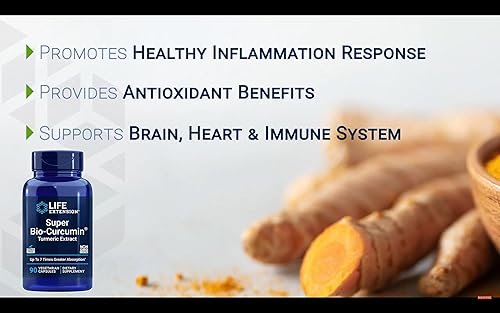 Miniatura 6 de Life Extension Super Bio-Curcumina Extracto de cúrcuma 400 mg, 90 cápsulas vegetales (paquete de 2)  Cápsula vegetariana  Sin OMG  Altamente