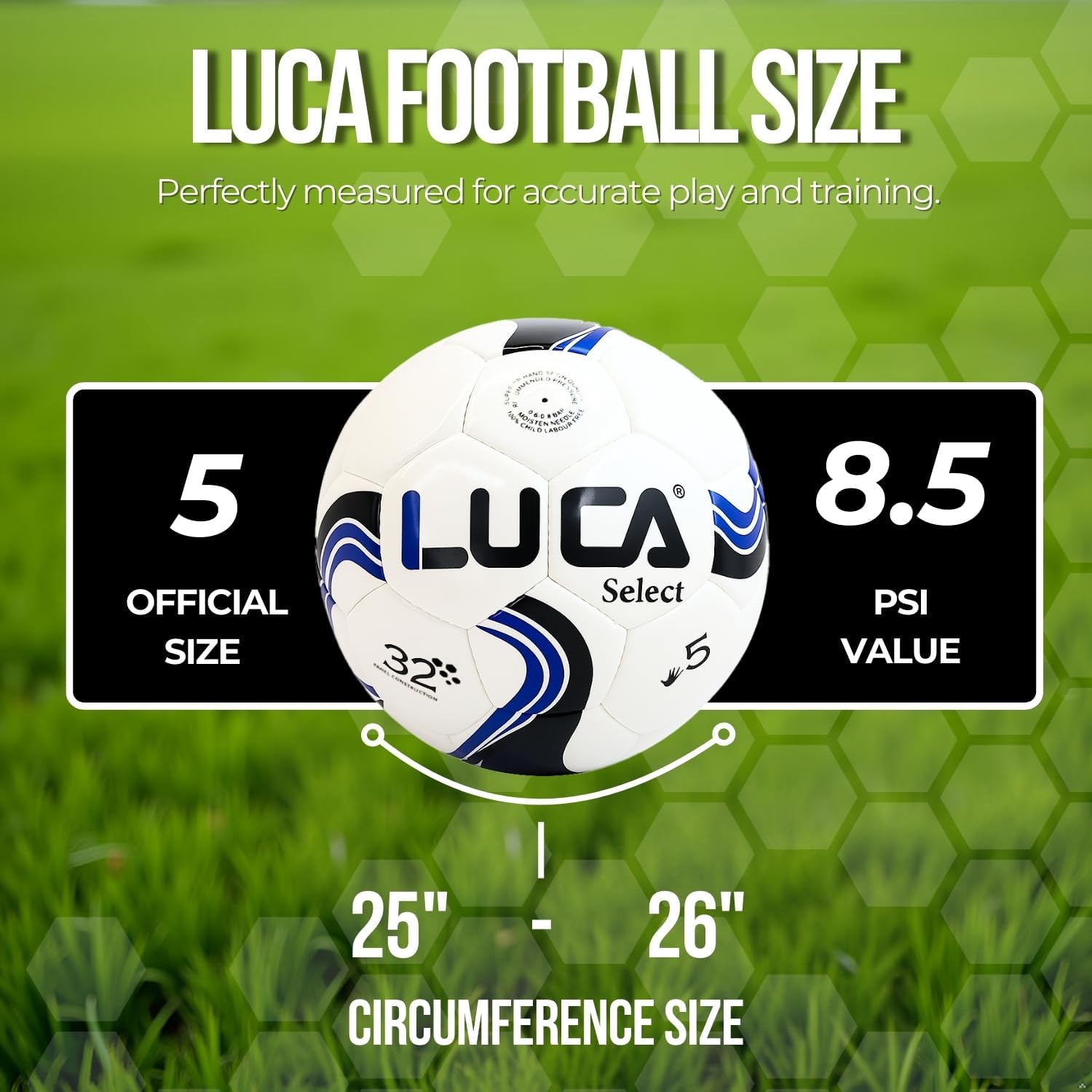 LUCA Size 5 Soccer Ball – Official Match & Training Ball, Waterproof PU Leather, Professional Outdoor Football - Image 4
