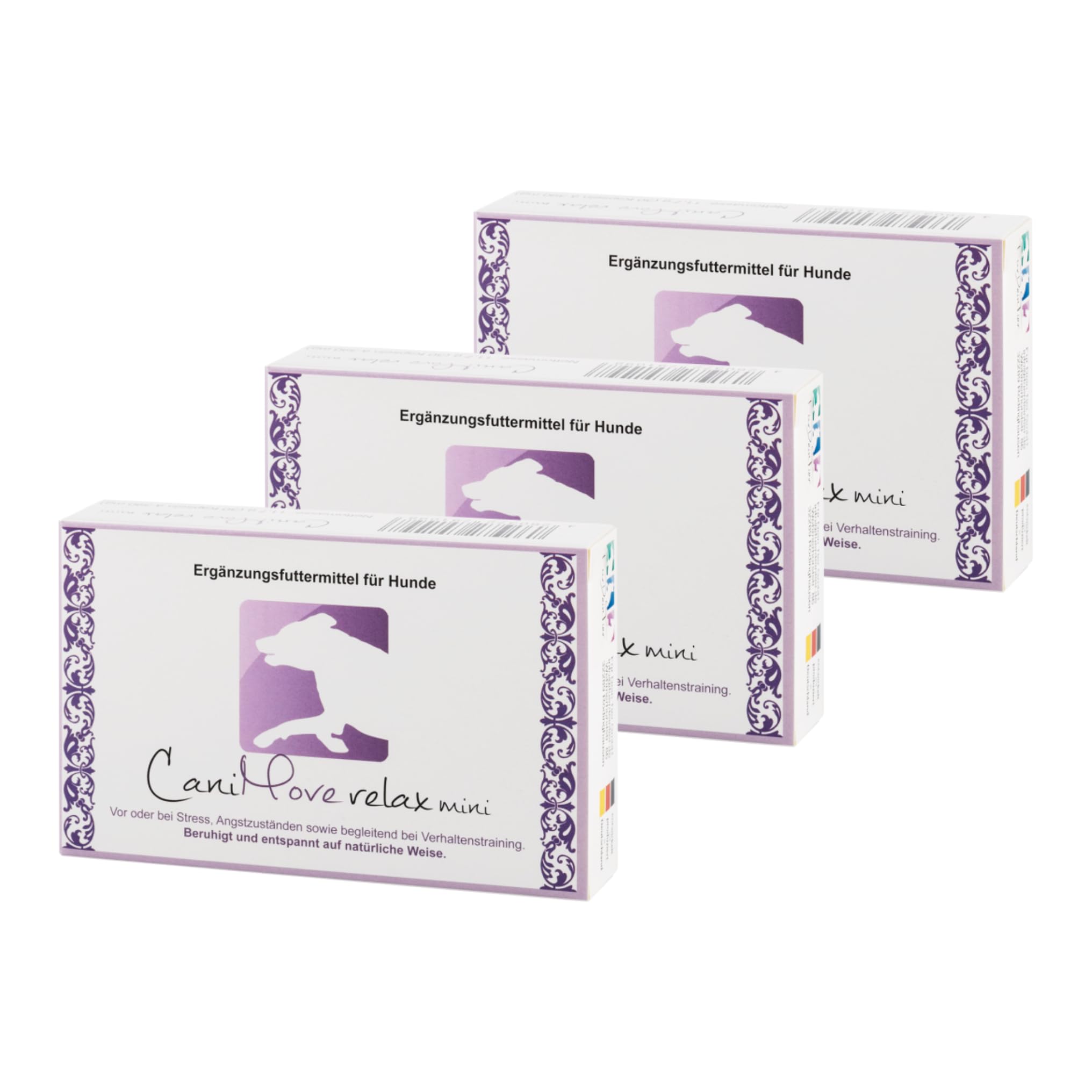 Dreierpack | Relax mini (3 x 30 Kapseln) - Für Hunde zur Beruhigung und Entspannung auf natürliche Weise | Mit Casein (Casozepin), Tryptophan, L-Theanin, B6 und Inositol