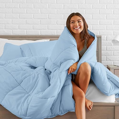 Miniatura 4 de Soft 1000 Series Juego de edredón de 4 piezas de plumón de ganso alternativo (edredón + falda de cama + 2 fundas de almohada) de 21.16ozm de algodón