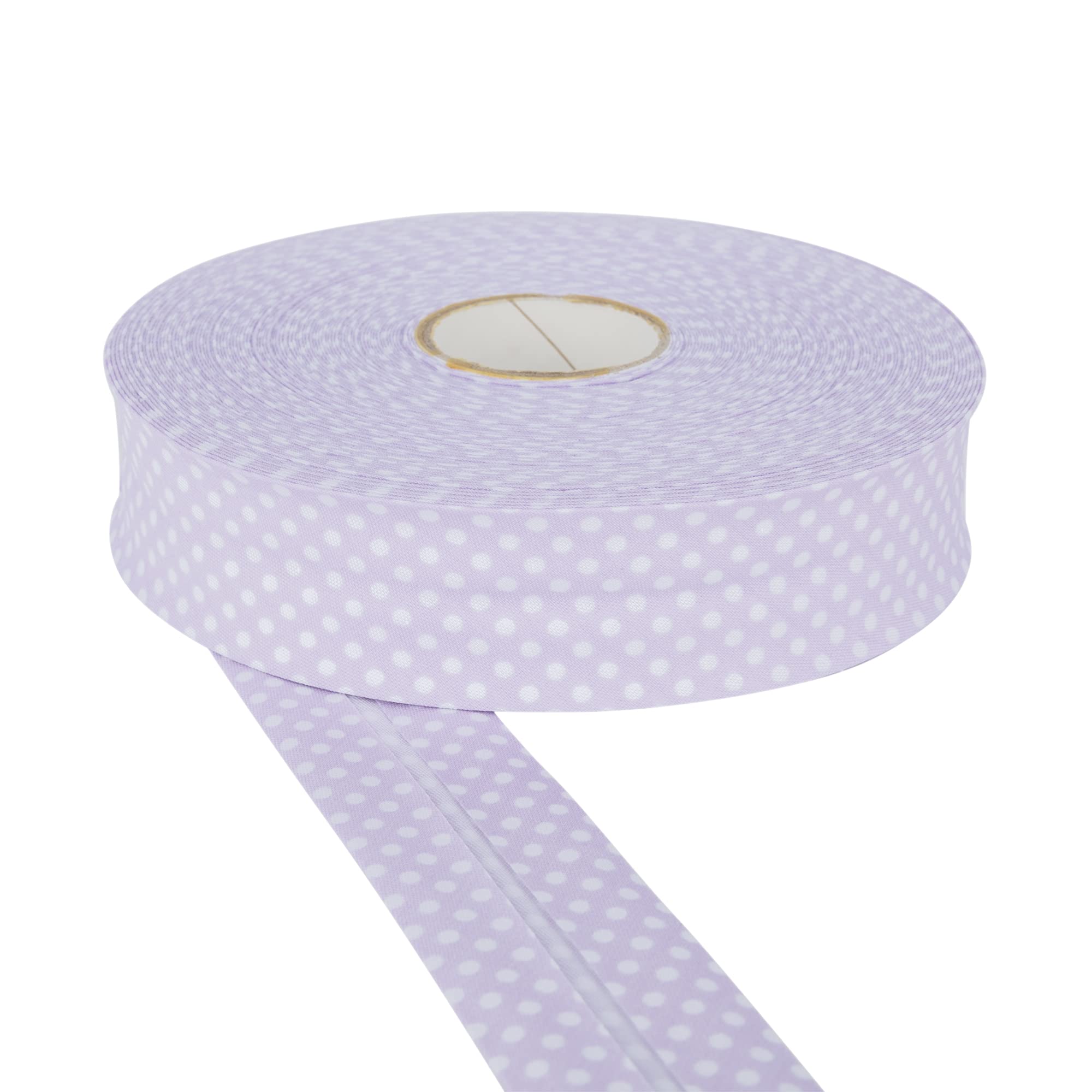 DFL 30mm Polka Dot Cotton Twill Bias Binding Tape – Double Fold – Edging for Sewing, Bunting, Quilting, Crafts & Garment Finishing – Available in 5m & 25m (Lilac, 5 Metre)