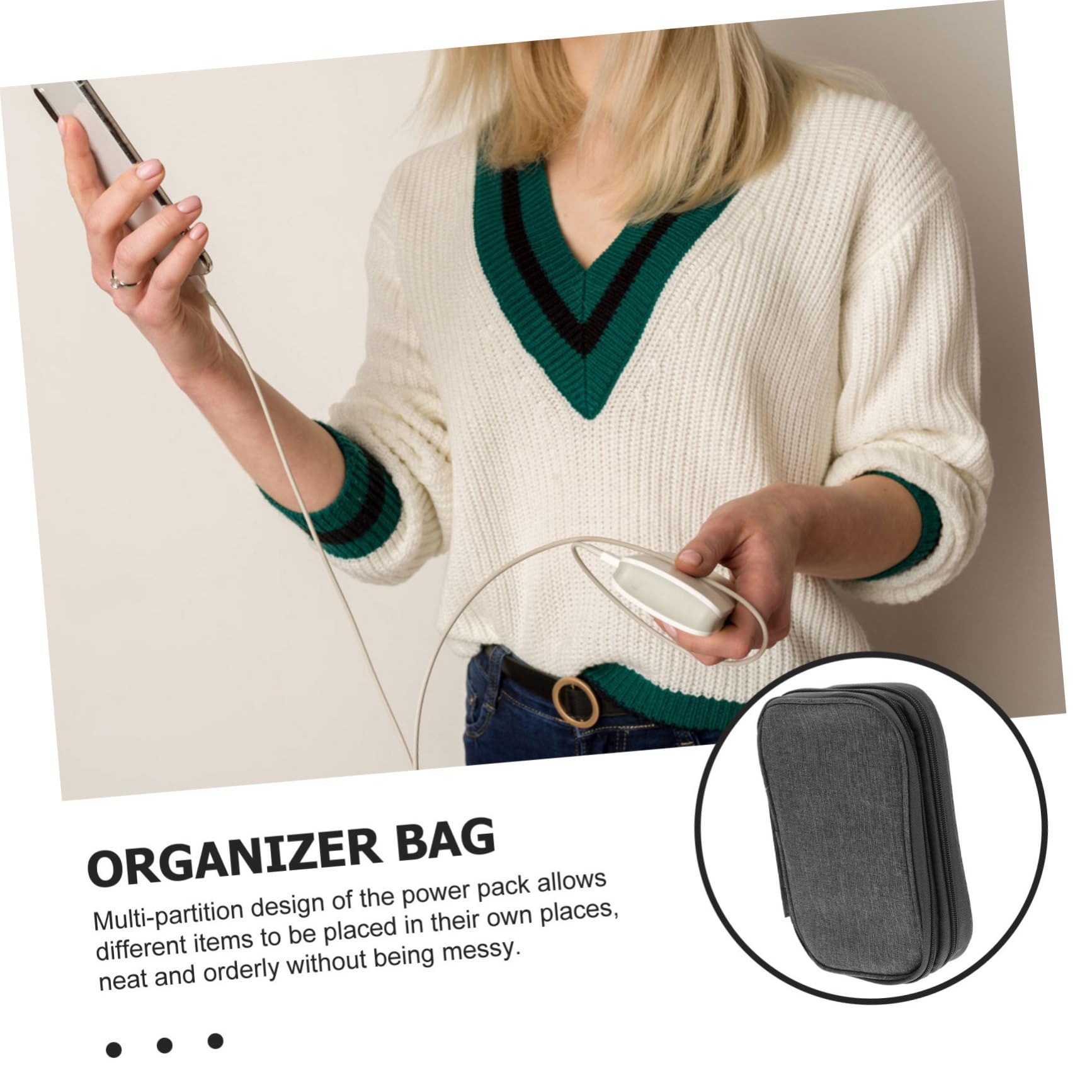 jojofuny Accessories Storage Box cable box number protective case small earphones accessory bag digital bag earphone travel organizer s headphone packing small tools outdoor Grey - Image 4