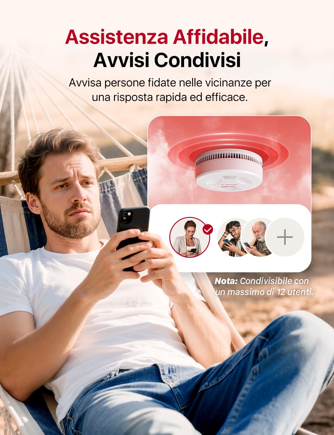 X-Sense Rilevatore di fumo collegato con stazione SBS50, allarme antincendio wireless interconnesso, sistema di sicurezza domestica, compatibile con App X-Sense, SD11-MR31