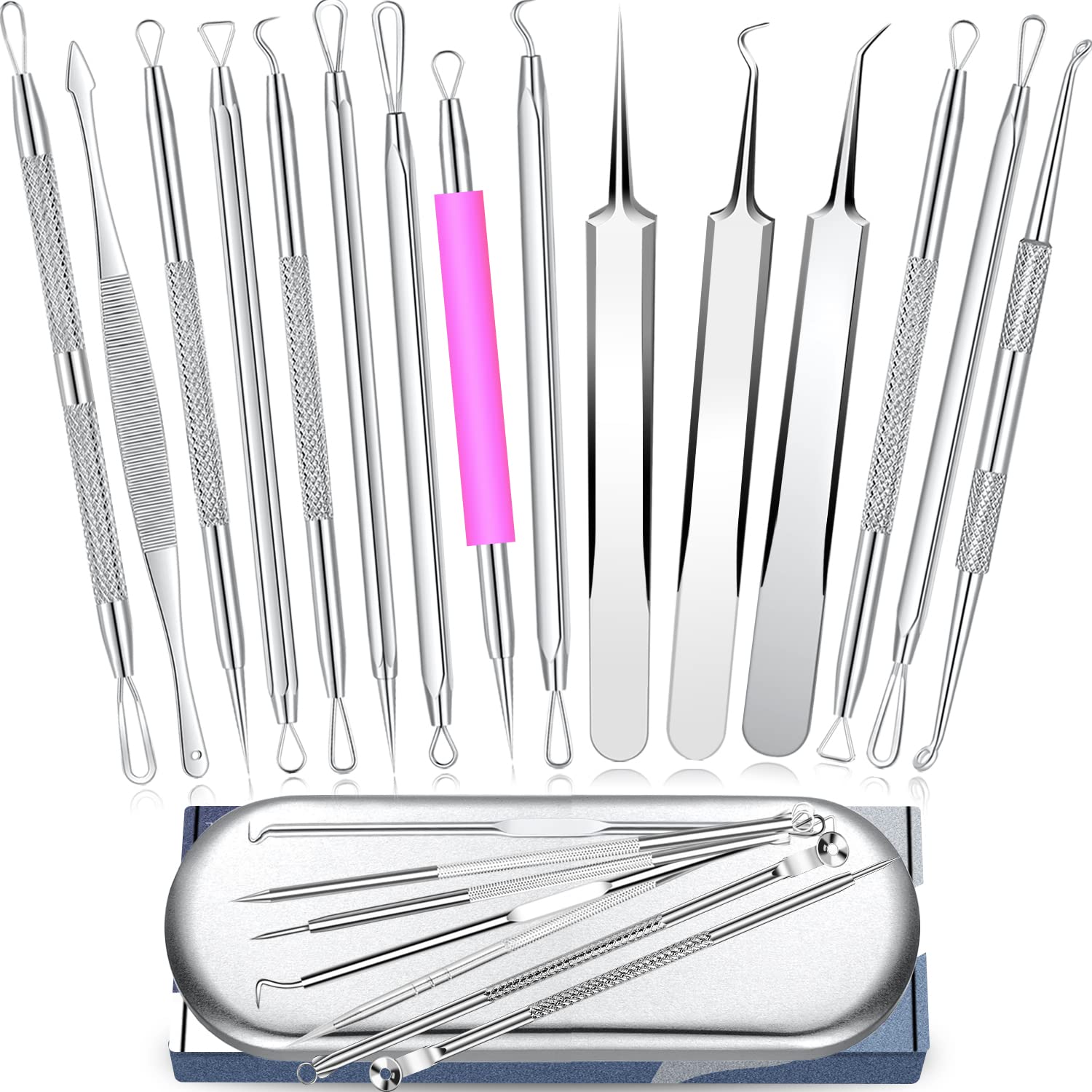 22PCS Blackhead Remover, Blackhead Removal, Pimple Acne Extractor, Blemish Popper Comedone Remove, Zit Clean
