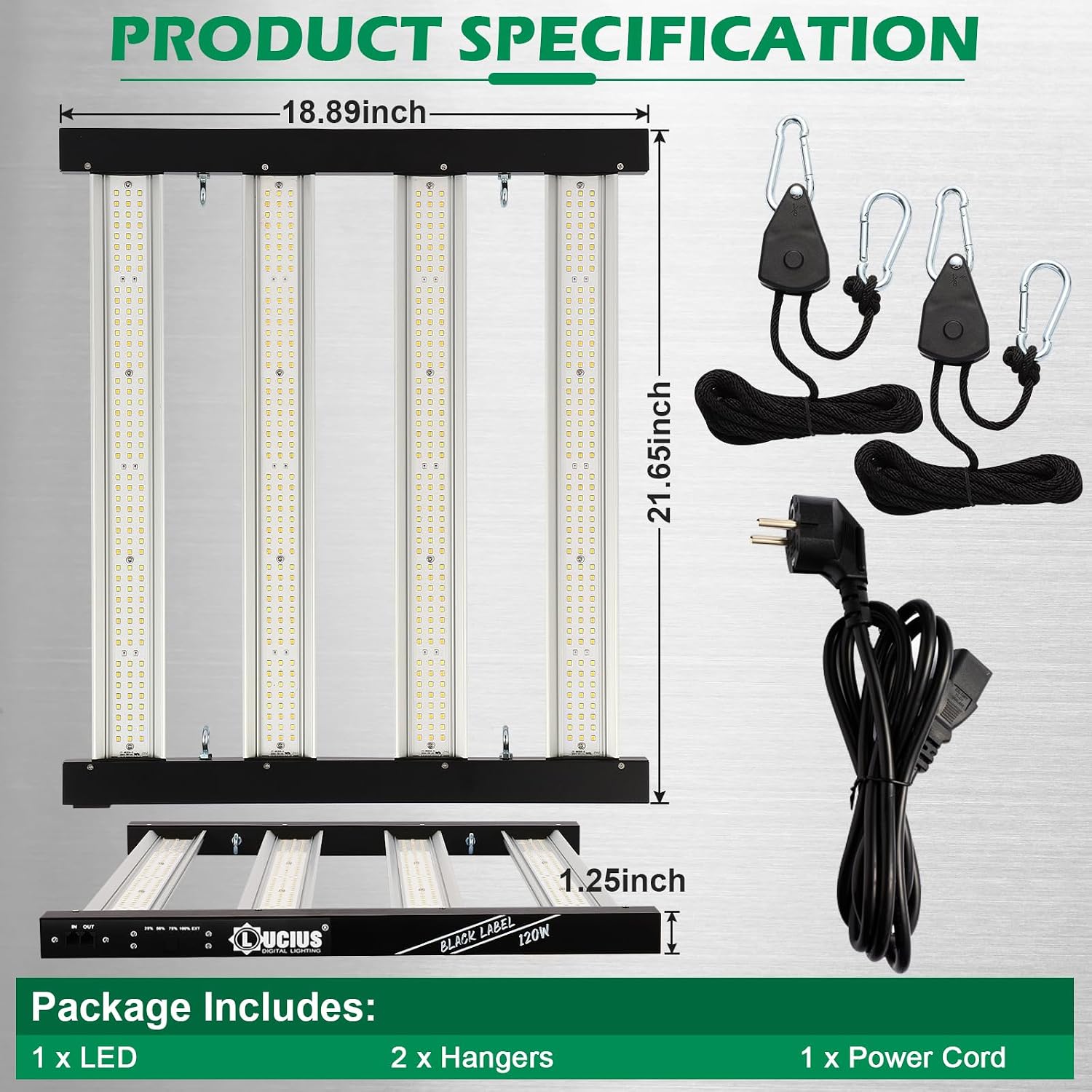 Lucius 120W LED Grow Light, 2.9 μmol/J Full Spectrum Grow Lights for Indoor Plants, LM281B Diodes Dimmable Growing Lamp for Grow Tent Hydroponics Greenhouse