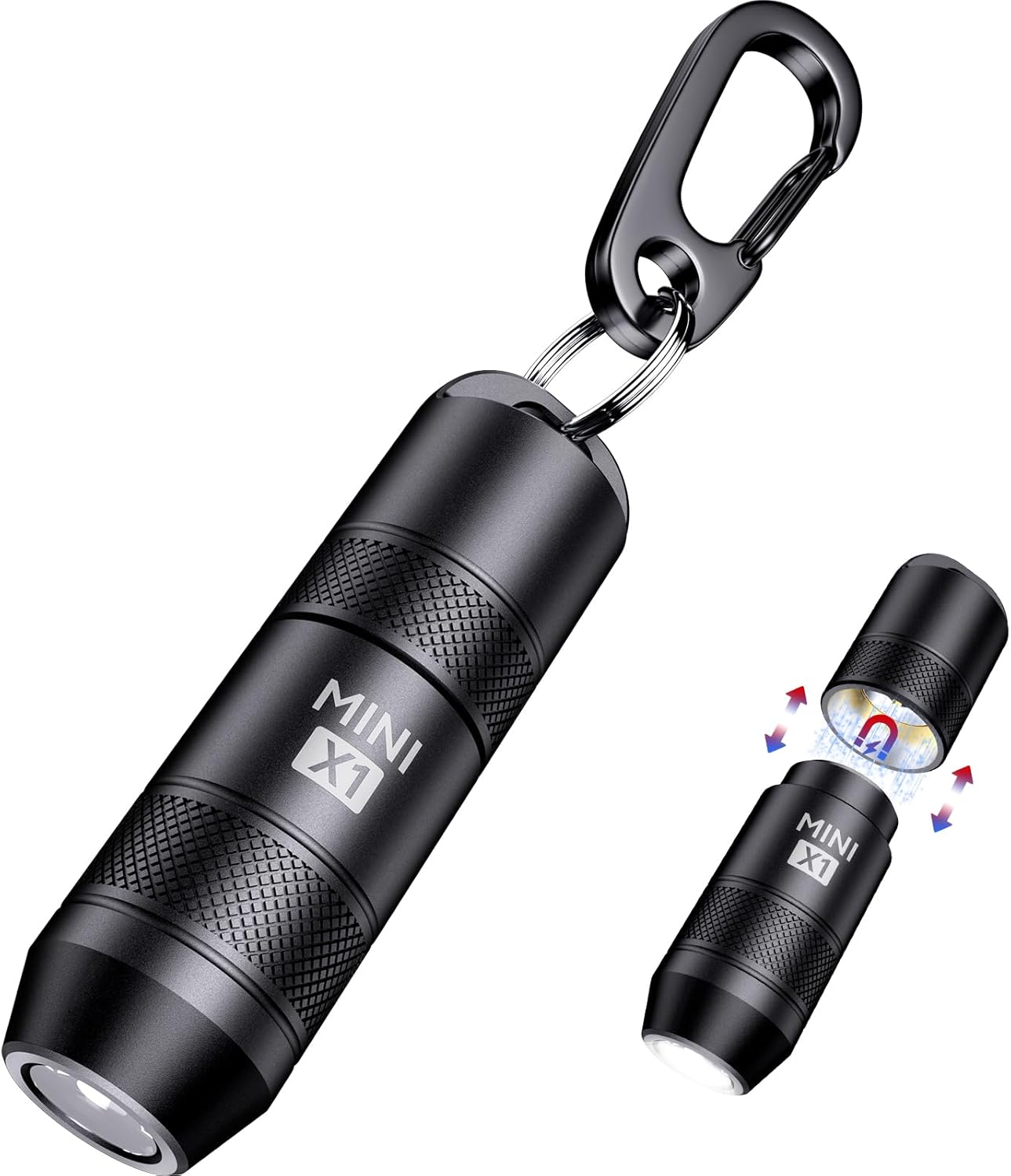EDC Mini Flashlights Excessive Lumens LED Pocket Keychain Magnetic Activation Flashlight Sort-C Rechargeable Small Flashlight Lengthy Battery Life & Lengthy Illumination Distance (1, Black)