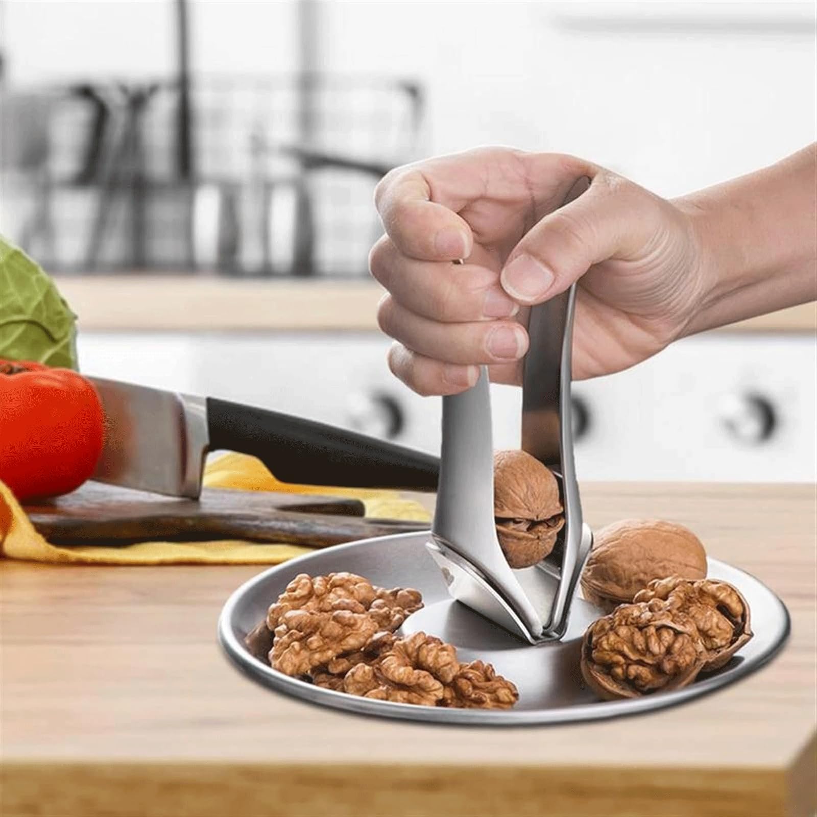 esmen Outil de Casse-Noix, décortiqueur de Noix, Outil d'ouverture de Noix de pécan, Pince Manuelle avec Grand Plateau pour Aliments à Coque Dure émiettés