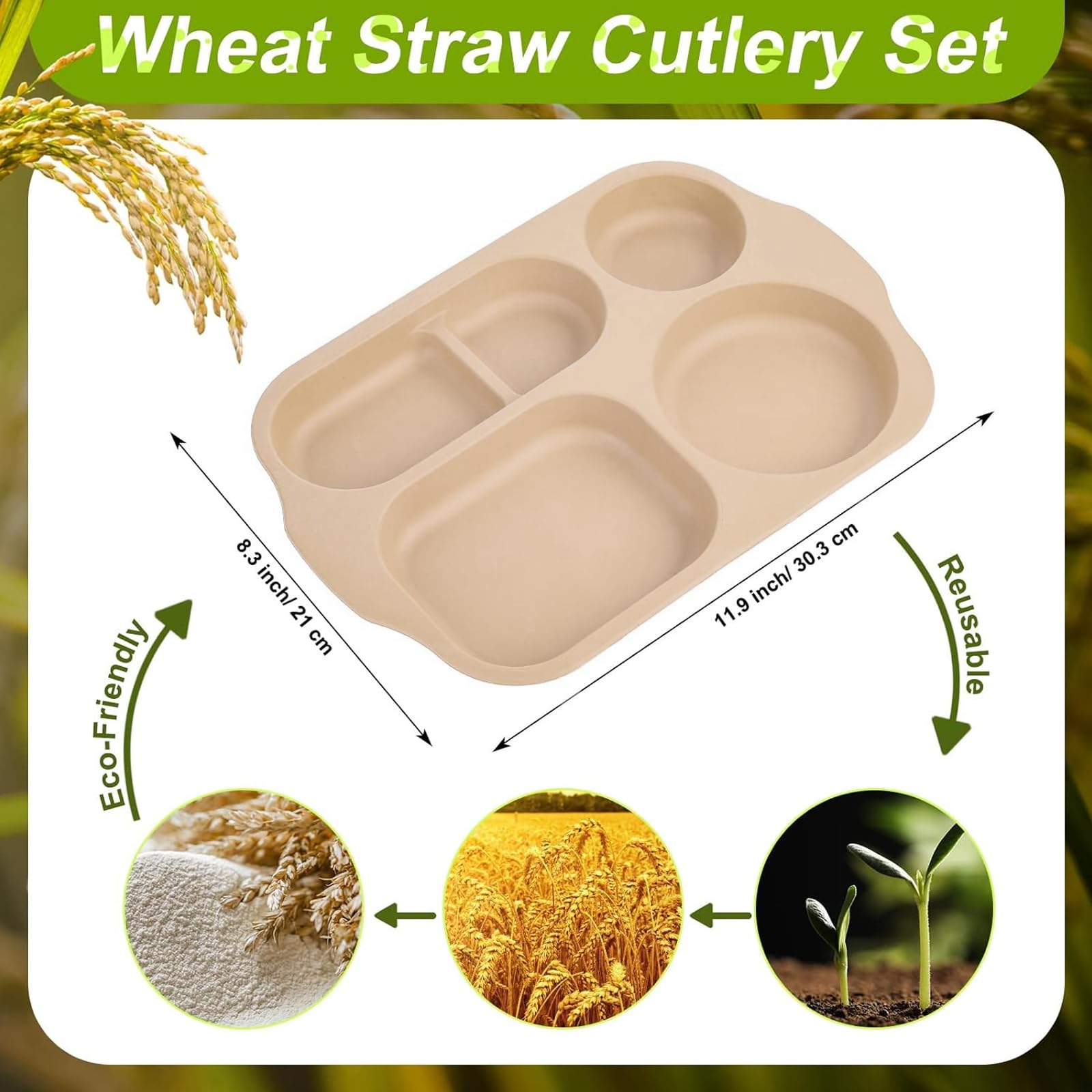 Lot 4 Assiettes Enfant 5 Compartiments - Plastique Incassable Microonde Lave-vaisselle