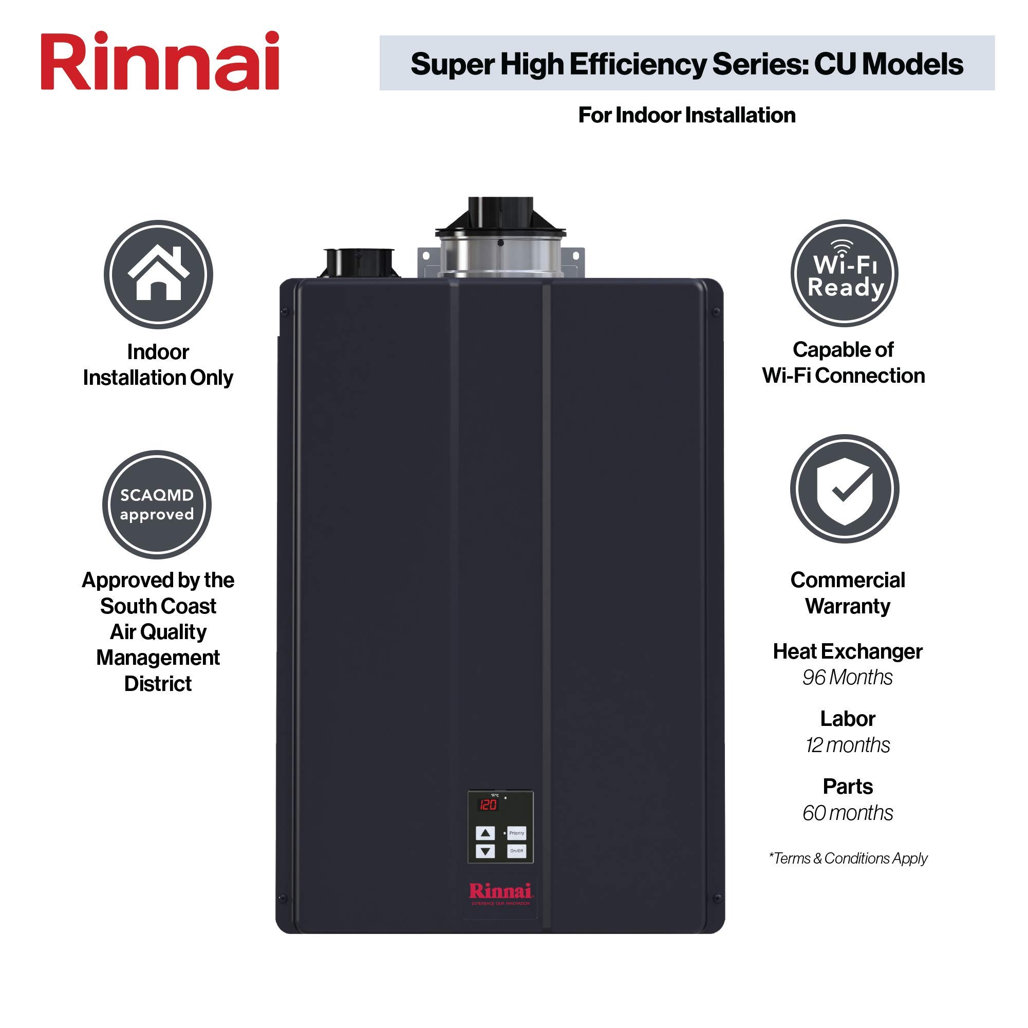 Rinnai CU199iN Natural Gas Condensing Tankless Hot Water Heater, 11 GPM -  Amazon.com