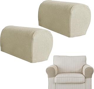 チェア アーム カバー - 2枚組 洗える ストレッチ 滑り止め - 伸縮する チェア アームカバー ソファ プロテクター - リビング ベッドルーム ペット対策 保護用