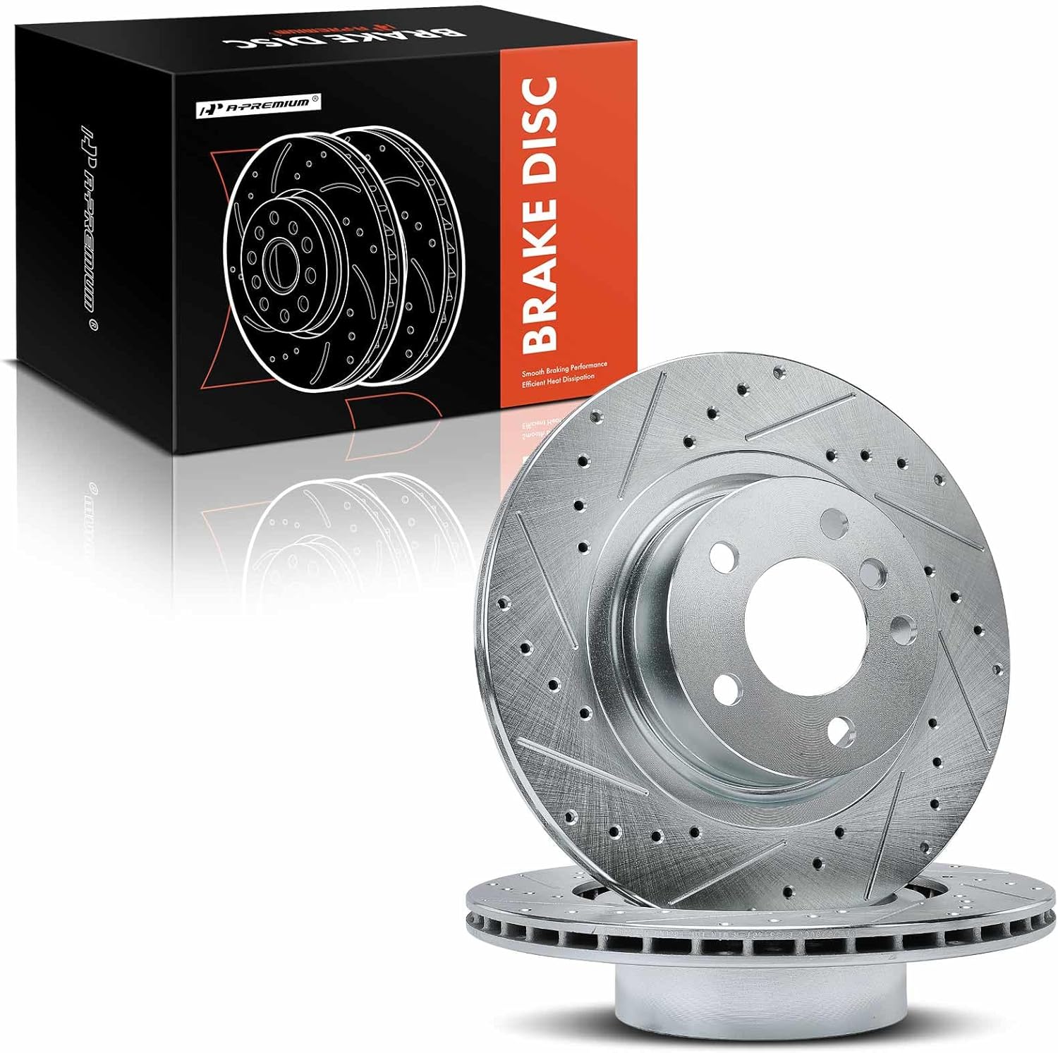 A-Premium 12.99 inch (330.00mm) Rear Drilled and Slotted Disc Brake Rotors Compatible with BMW Models - X3 2011-2017, X4 2015-2018, 2-PC Set