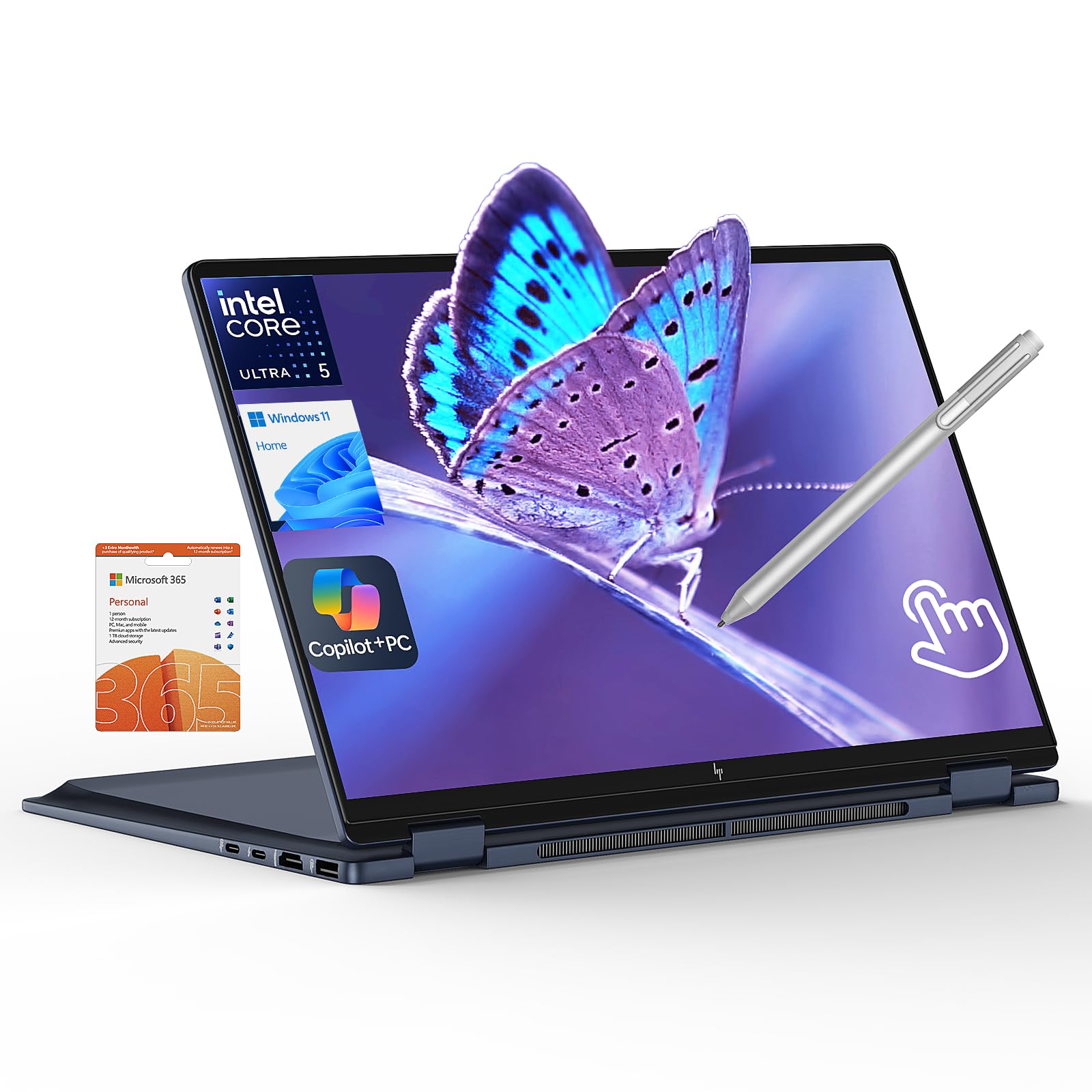 HP Omnibook X Flip 2 in 1 14’’ 2K Touchscreen Laptop, Convertible Laptop 16GB DDR5 RAM 1TB SSD, Intel Core Ultra 5 226V, Intel Arc 130V GPU, Thunderbolt 4, Windows 11, Office 365 with Microsoft Pen