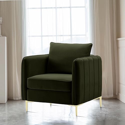 Miniatura 50 de Silla decorativa de piel sintética, sillón moderno de mediados de siglo para sala de estar, silla de lectura, sofá individual, cojín de espuma de