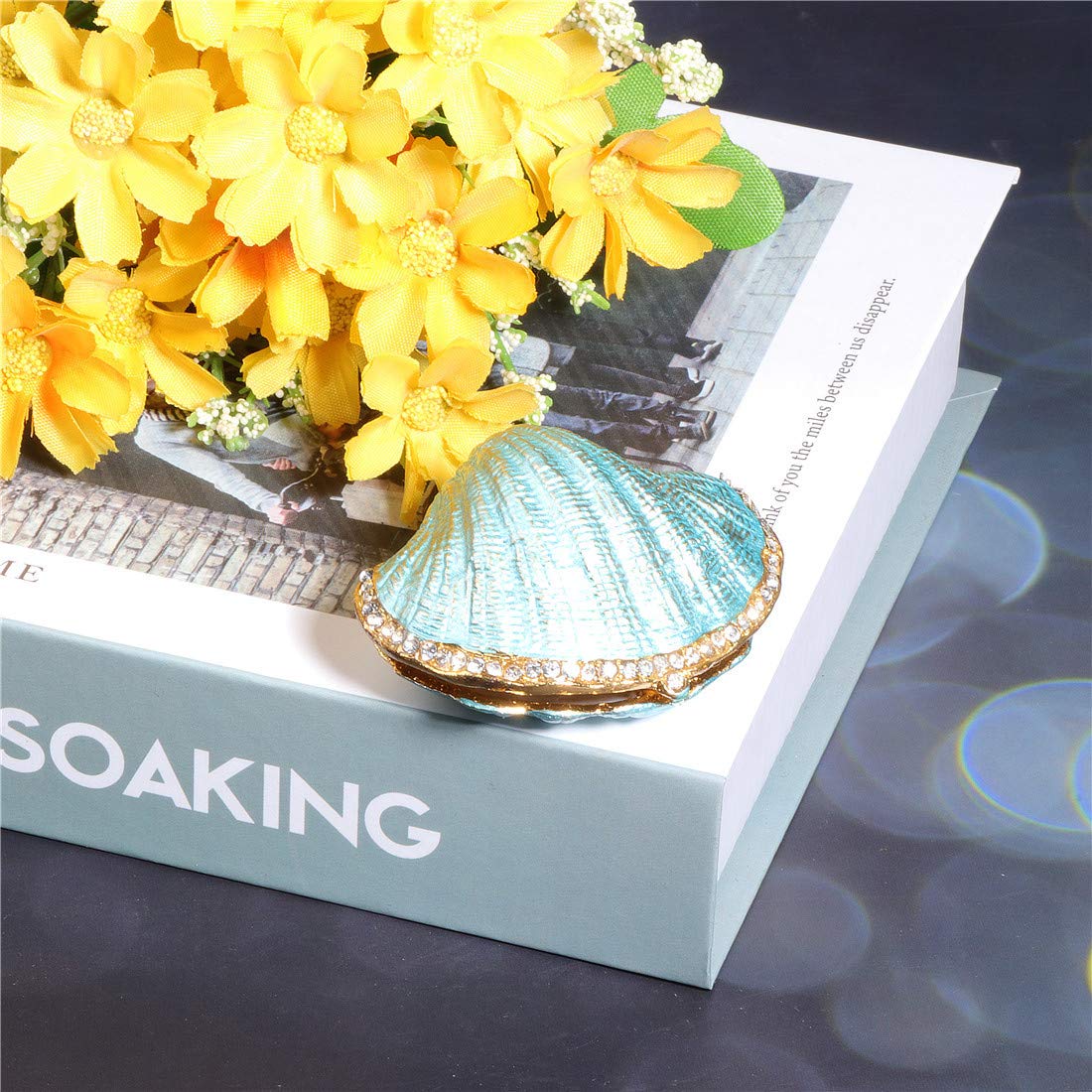 Amazon｜Waltz&F青い貝殻 ジュエリーボックス クリスタル動物