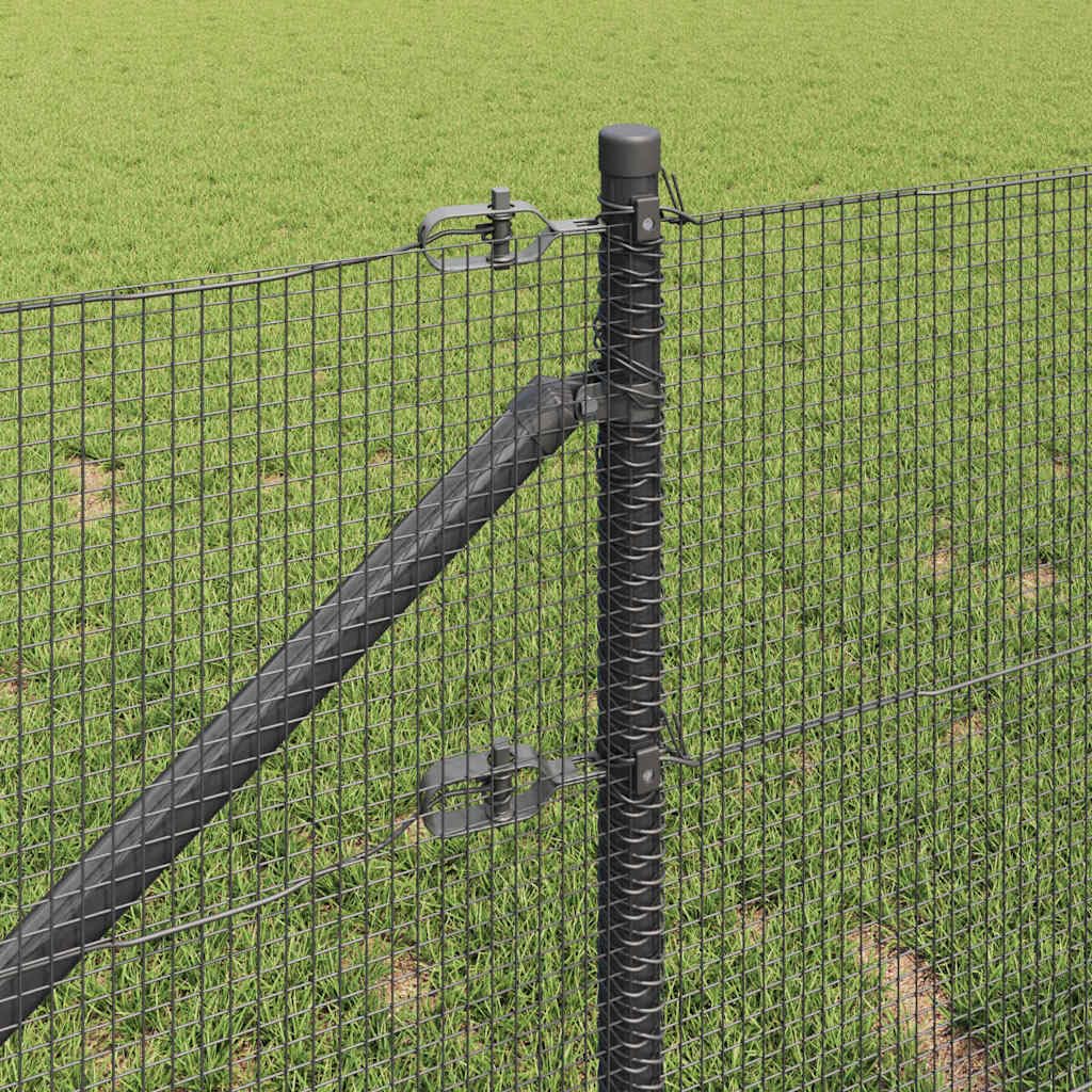 Valla de alambre para soldar con estacas de acero gris, 25 m x 1 m, malla de alambre