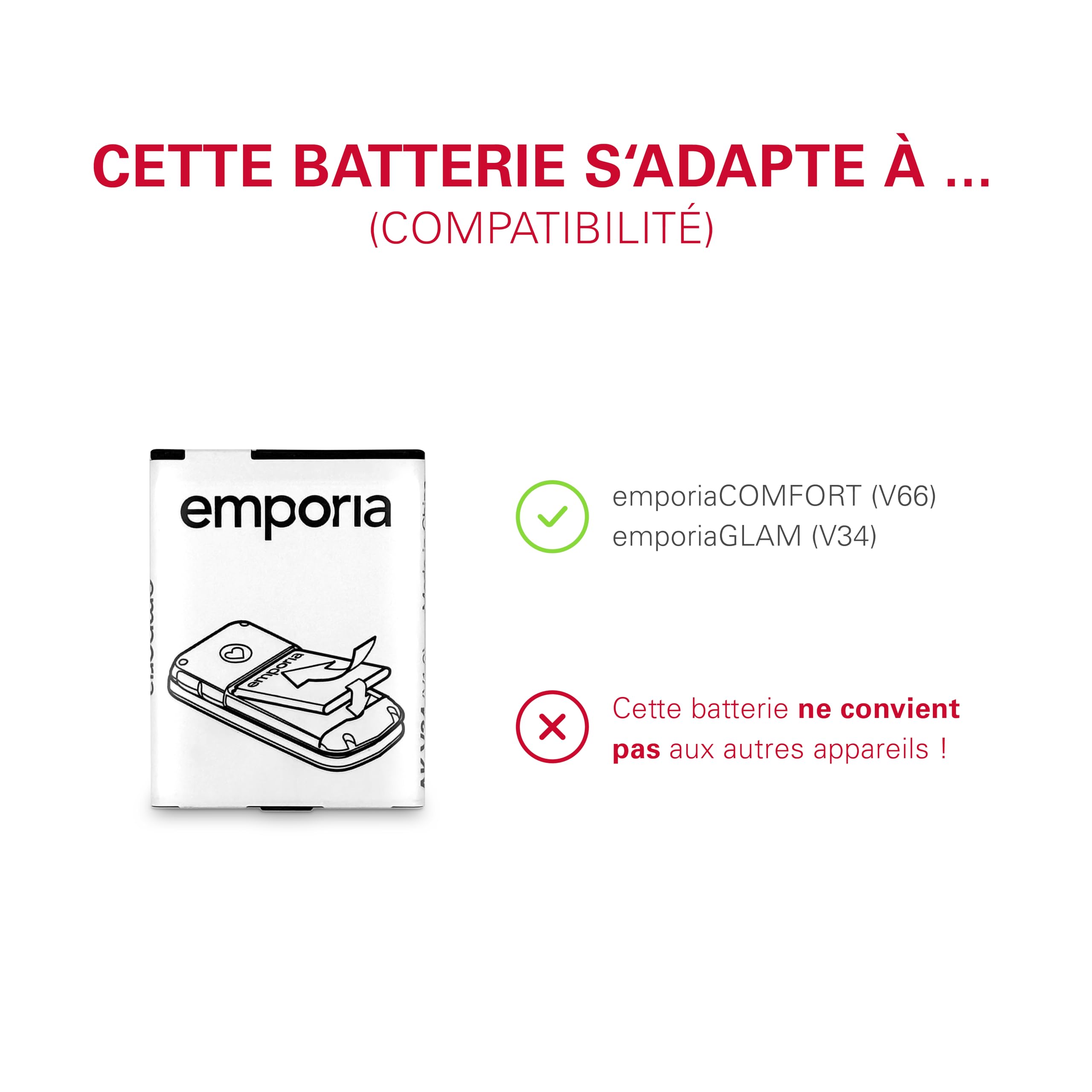 Emporia AK_V34 bateria zamienna (1020 mAh) biała