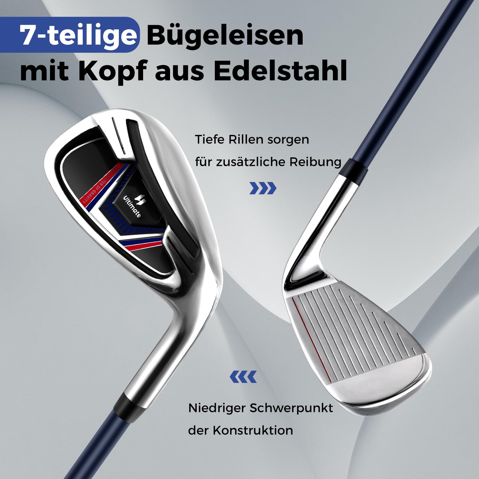 GYMAX Komplettes Golfschlägerset, Golfset für Herren, Golfschlägersätze inkl. #1 Driver, #3 Fairway, #5 Hybrid, #5, #6, #7, #8, #9, #P, #S Eisen, Putter, 3 Schlägerhauben & Tragbare Standtasche