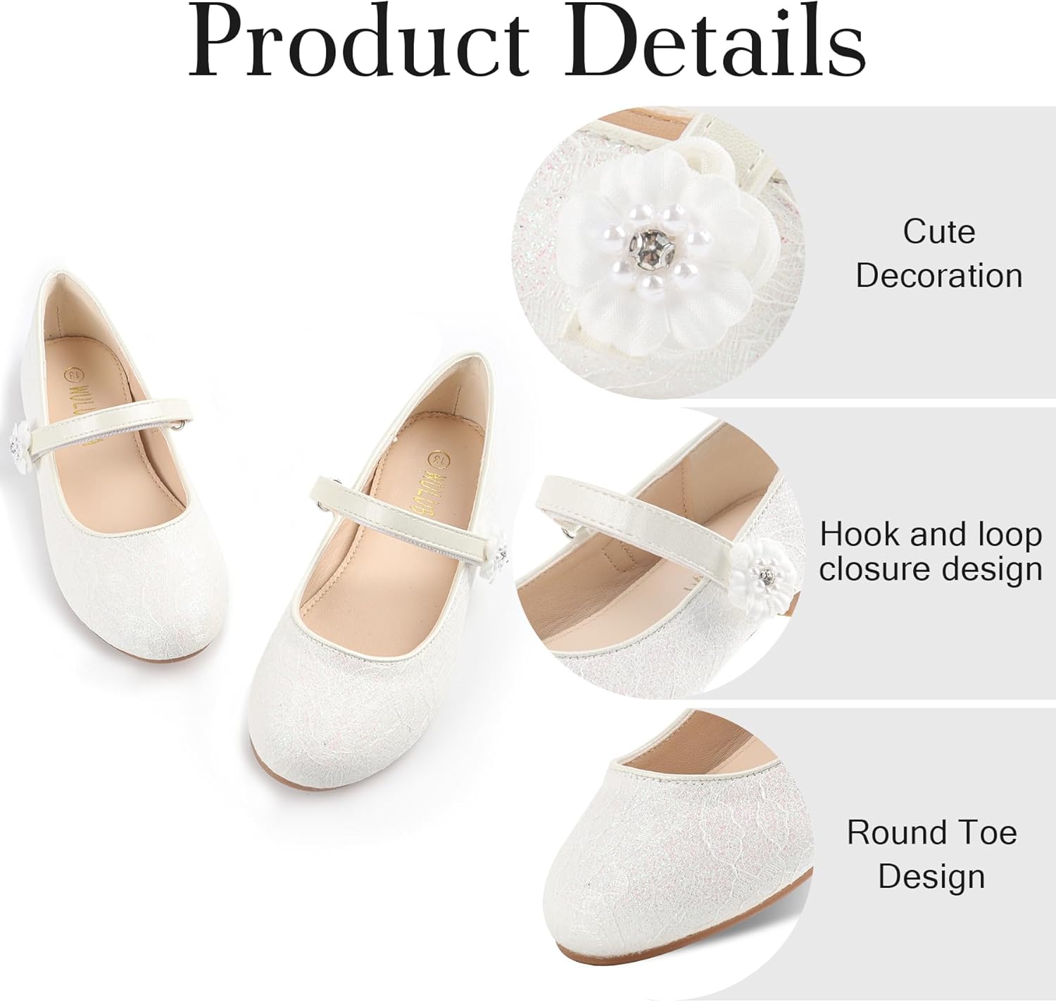 Girls Dress Shoes Mary Jane Flats for Toddler and Little Kid Flower Girl Wedding Party Formal with Strap