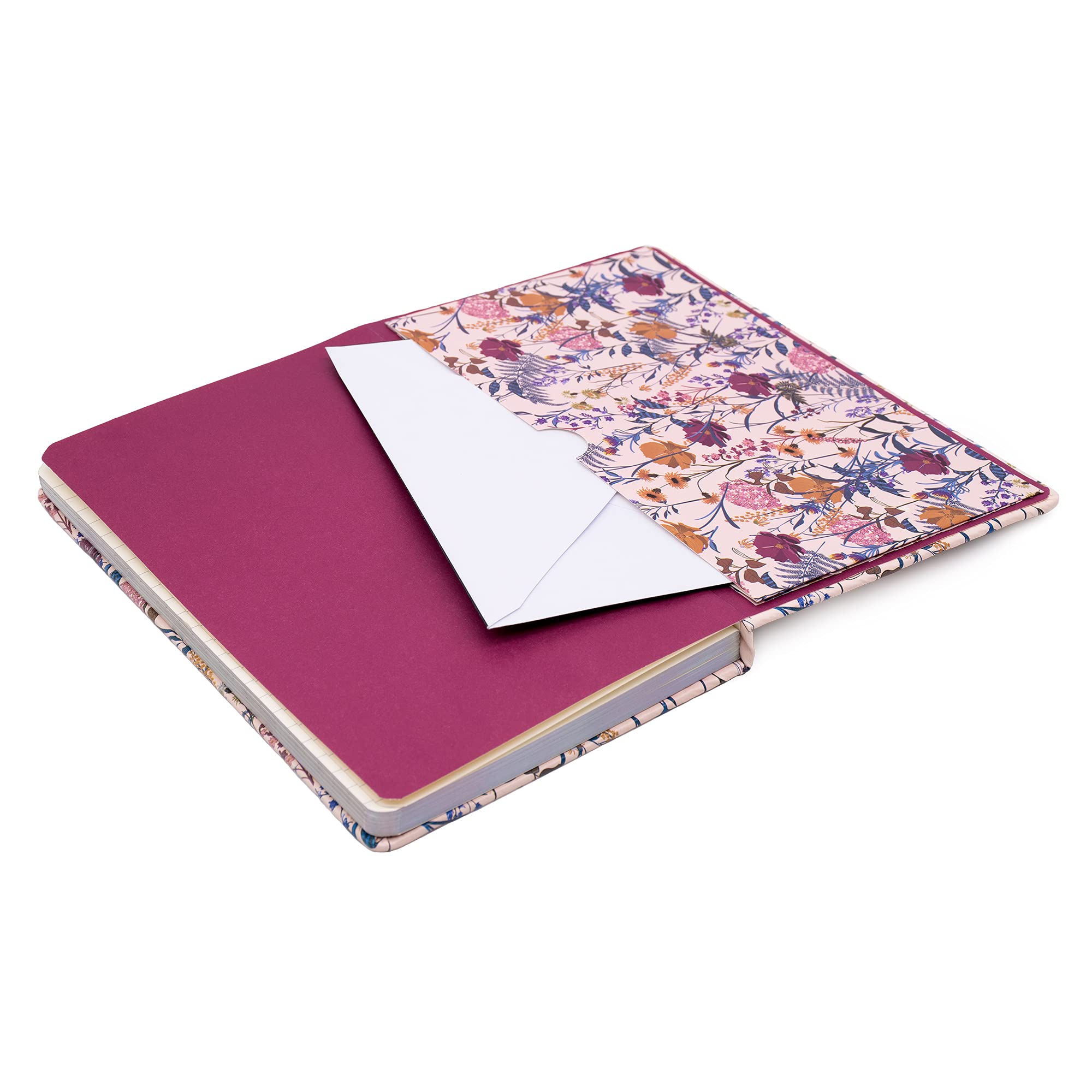 Pukka Pad, Bloom A5 Soft Cover Notizbuch - Casebound Journal Notizblock- 192 Seiten 8mm linierter 90GSM Papier - Hardcover Notizblock mit Aufbewahrungstaschen, 21 x 13cm - Blumenmustern, Creme