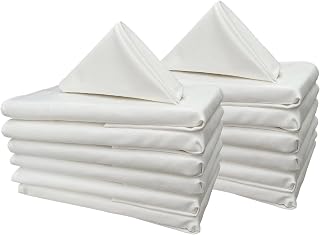 White Set of 12 Reusable Dinner Napkins Cotton Linen Fabric Cloth Napkin Serviettes For Wedding Party Home Kitchen Dining Table MTO2909