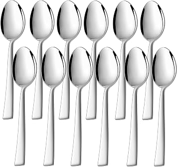 P&P CHEF Teaspoon Set 12 Pieces, 6.7" Stainless Steel Mini Tea Spoons, Premium Stirring Silverware, Kitchen Dessert Coffee Spoon Set, Mirror Finish & Dishwasher Safe
