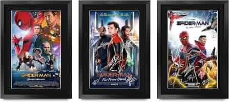 HWC Trading - Photo Autographe Tom Holland Spider-Man Encadrée A4 - Cadeau Fan De Cinéma - Prêt à Accrocher