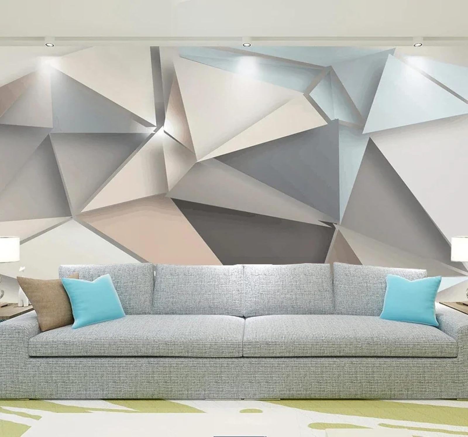 XLMING Abstract Art Three Dimensional Geometric Art 3D Wallpaper Silky Texture Home Study Office Grey Dining Room Sofa Bedroom Living Room TV Backdrop-200cm×140cm