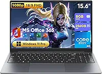 Laptop de 15,6 polegadas 2 em 1, Win 11 Pro 8 GB RAM 256 GB SSD Core m3 8100Y (até 3,40 GHz), MS Office 365 ultrafino, tela sensível ao toque FHD, Wi-Fi 5, BT5.1, RJ45, teclado