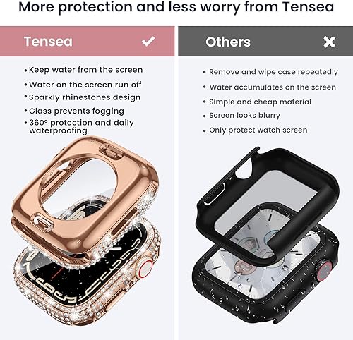 Vista 47 de Tensea Funda protectora de pantalla impermeable para Apple Watch 2 en 1 de 1.575 pulgadas SE 3ª/SE 2ª generación, accesorios SE/Series 6/5/4