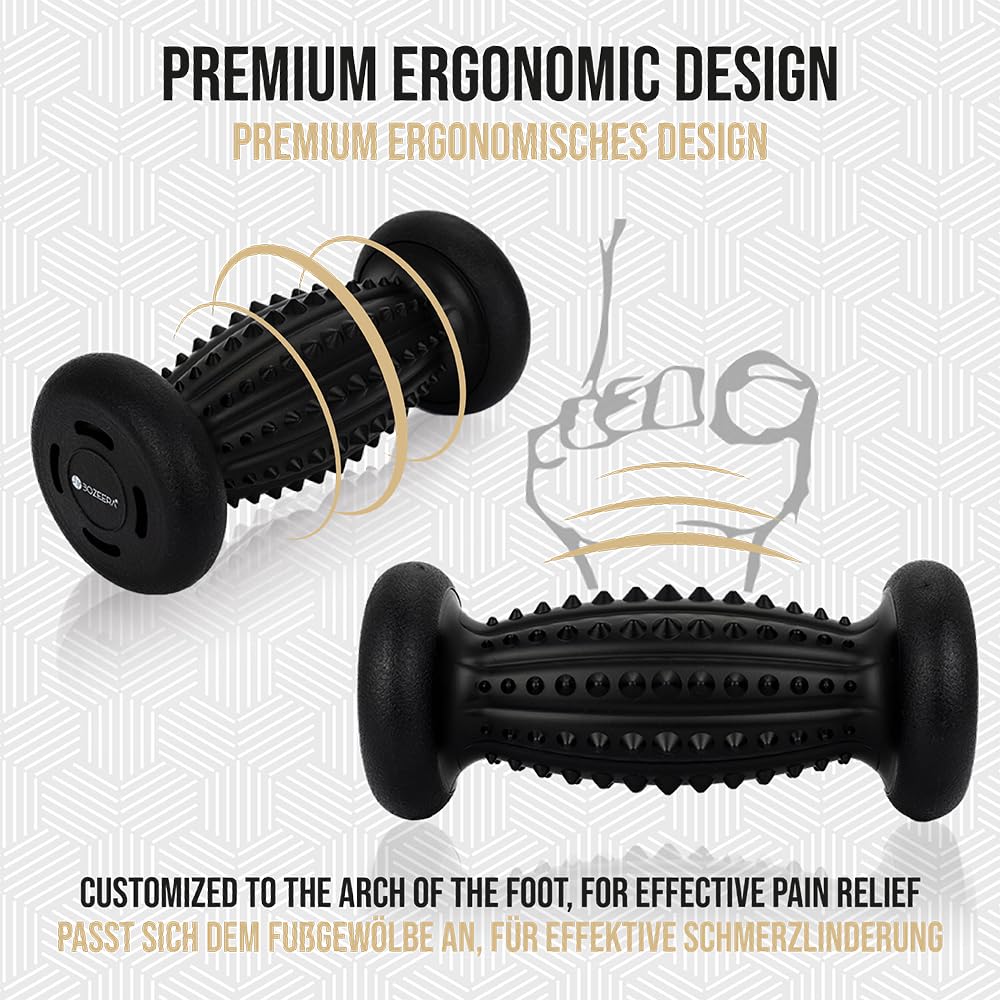 BOZEERA | Rouleau Massage Pied, 2X Massage Ball Picot & Ball Picot Ovale | Reflexologie Plantaire, Soulagement Musculaire, Aponévrosite Plantaire | Avec Vidéo, Poster & Sac