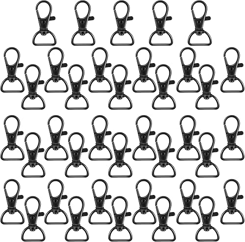 Vista 9 de Hotop 35 piezas de cierres giratorios para llavero, gancho de clip de metal de langosta con anillos en D para llavero, bolso, hardware, proyecto