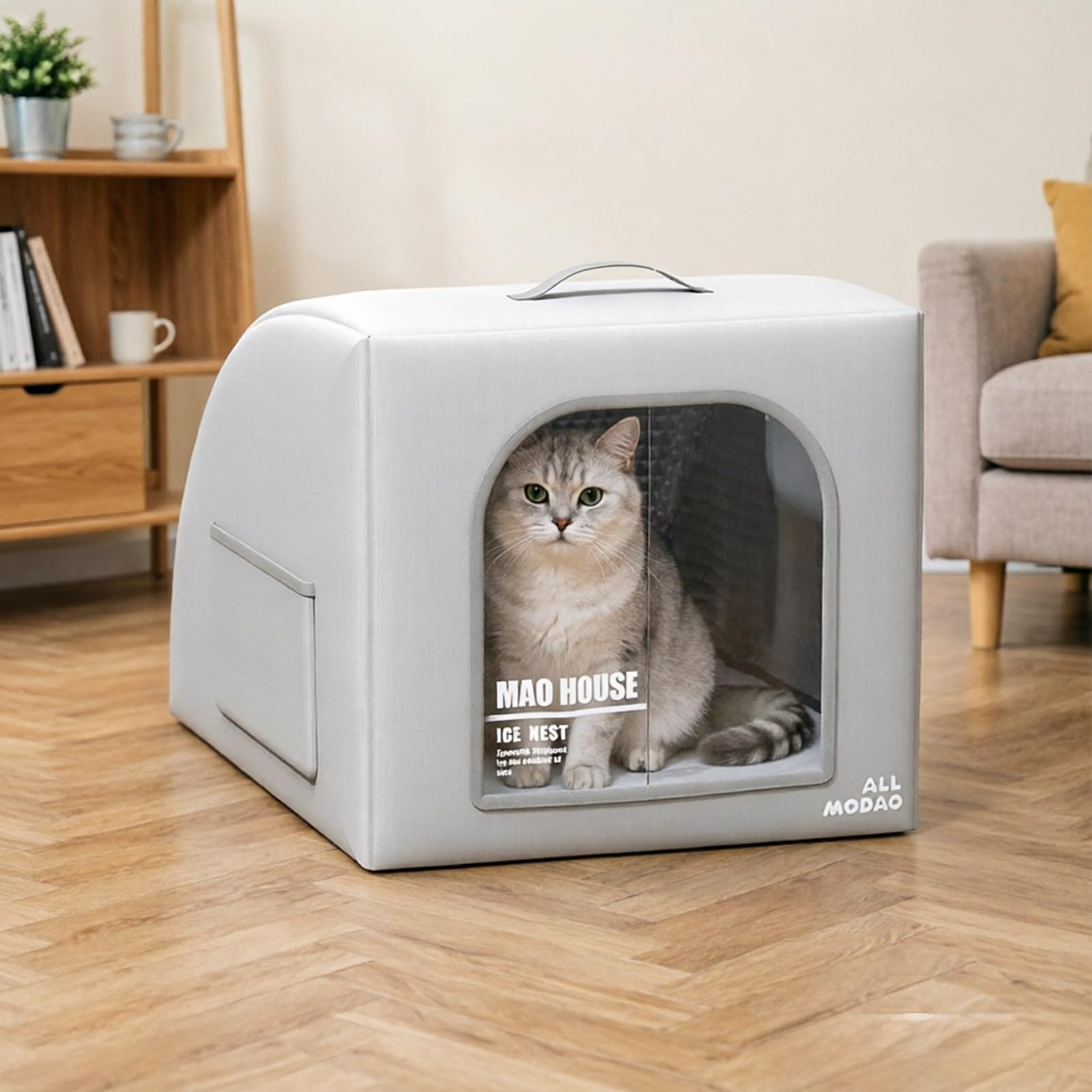 Maison Rafraîchissante pour Chat Repos Intérieur et Extérieur Lit Isotherme Pliable et Résistant aux Intempéries (42cm × 60cm × 45cm)
