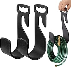 2 Pack Garden Hose Holder with Handles, Heavy Duty Water Hose Holder for Outdoor Patio, Quick Faucet Mount, Easy Transport and Storage (2 Black)