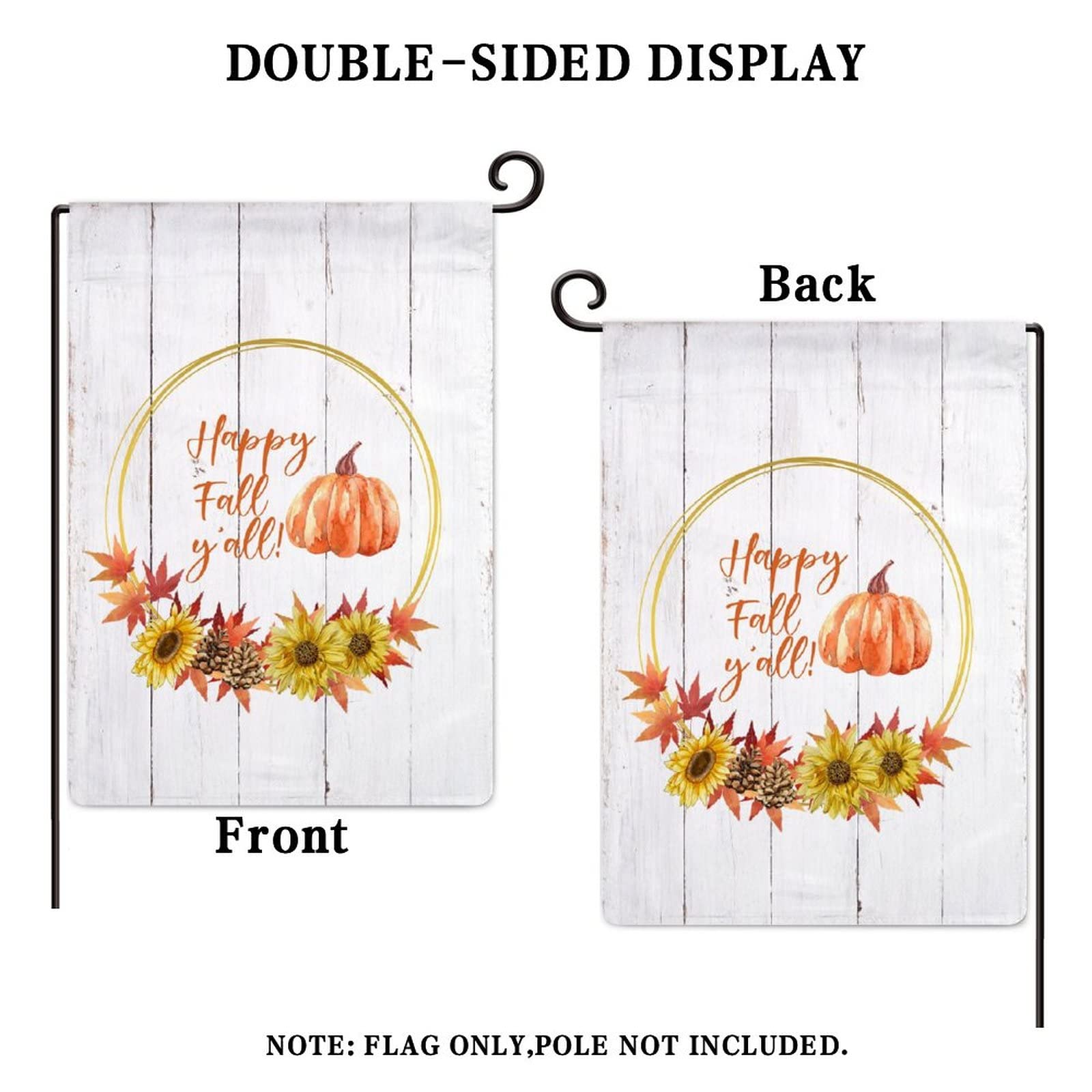 Hzppyz Gartenflagge „Happy Fall Y’all“ – Rosa Kürbis-Design, Doppelseitig, Wetterfest, 30,5 X 45,7 Cm