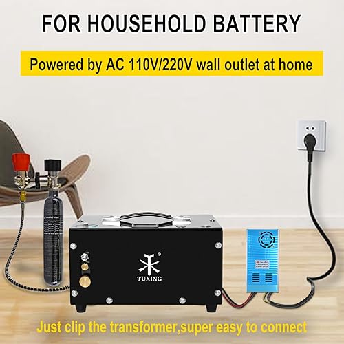 Miniatura 5 de Compresor de aire PCP, Auto-apagado 4500Psi30Mpa aceitepistola de aire de presión sin agua y bomba de tanque de Paintball con separador de