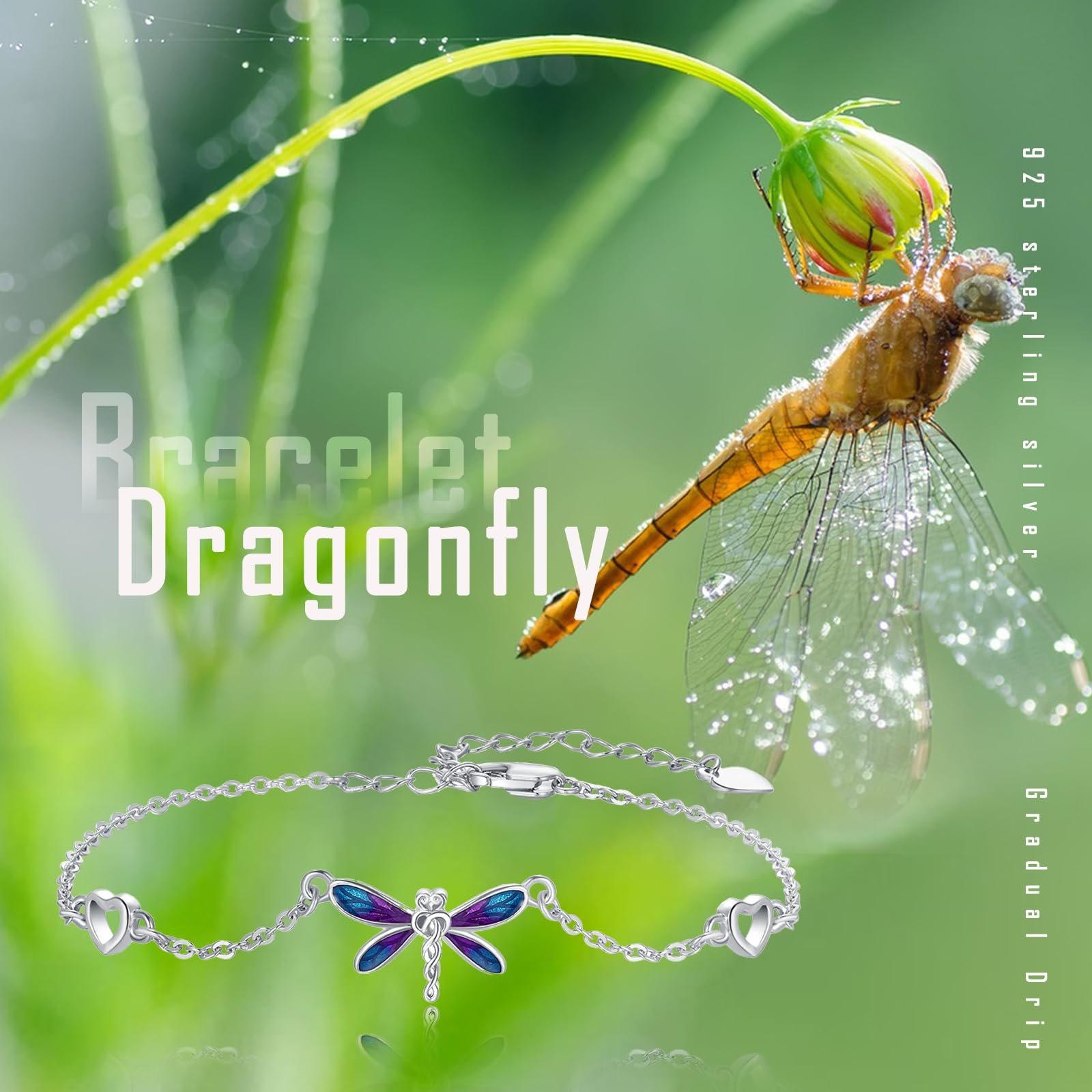 REDSUN Pulsera para mujer de plata de ley 925, alas de ángel/árbol de la vida/margaritas/delfines/gatos/corazón/mariposa/nudo celta, pulsera ajustable de 7 + 2 pulgadas para niñas, novia, esposa, mamá