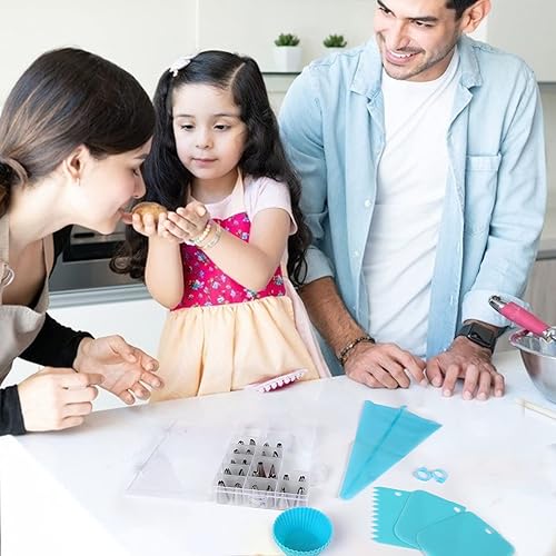 Miniatura 7 de NANAKKI - Juego de 35 bolsas y puntas, suministros de decoración de pasteles con 24 puntas de glaseado de pasteles, bolsas de silicona para