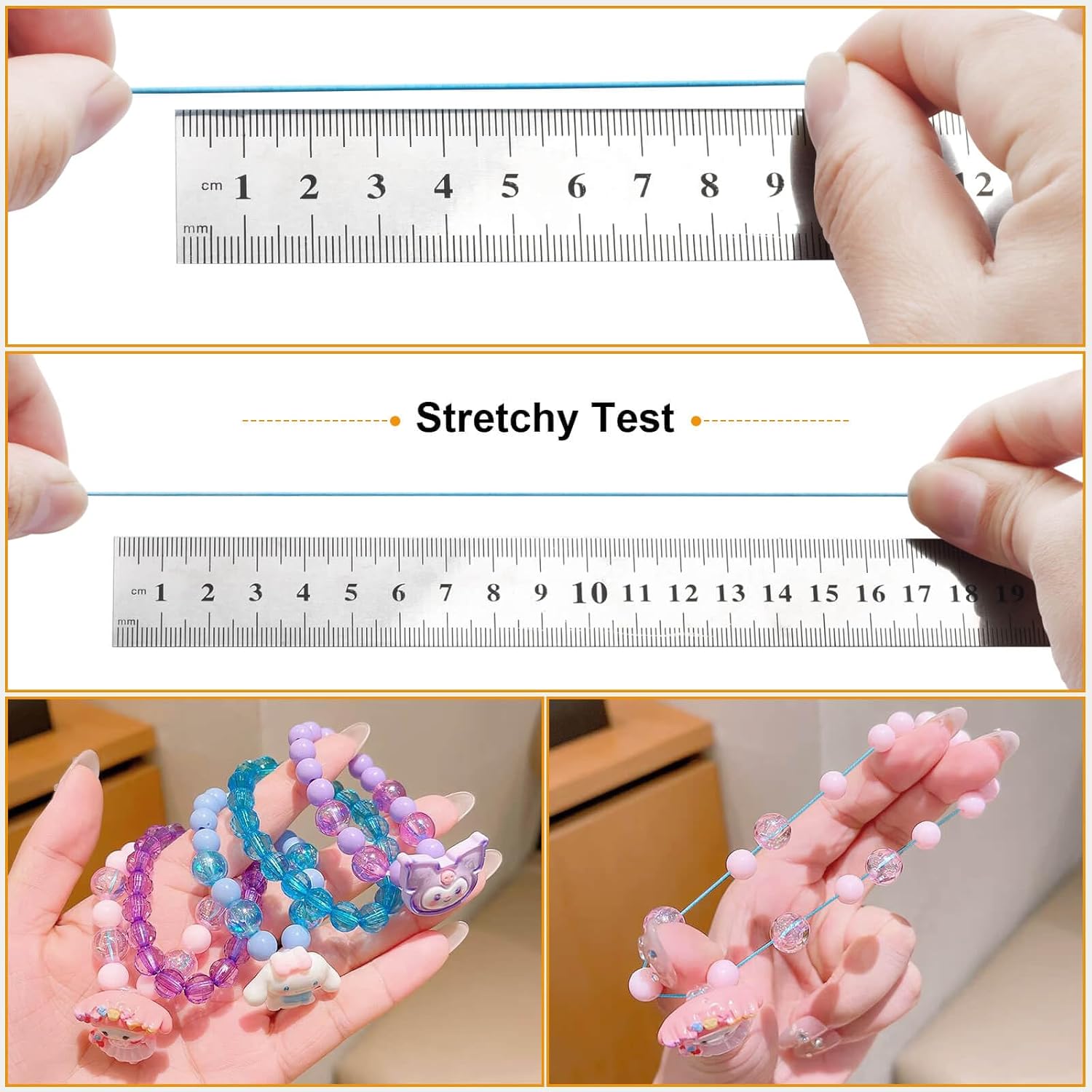 Stretchy Bracelet String Kit(4 Rolls Mixed), 1.0mm Elastic Cord for Beading, Tensile String for Crafts, DIY Friendship Bracelet String for Bracelets, Necklace, Jewelry Making, Crafts and Sewing - Image 4