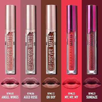Ruby Kisses Forever Matte Liquid Lipstick 5 Pack - RFML03&06&12&22&23