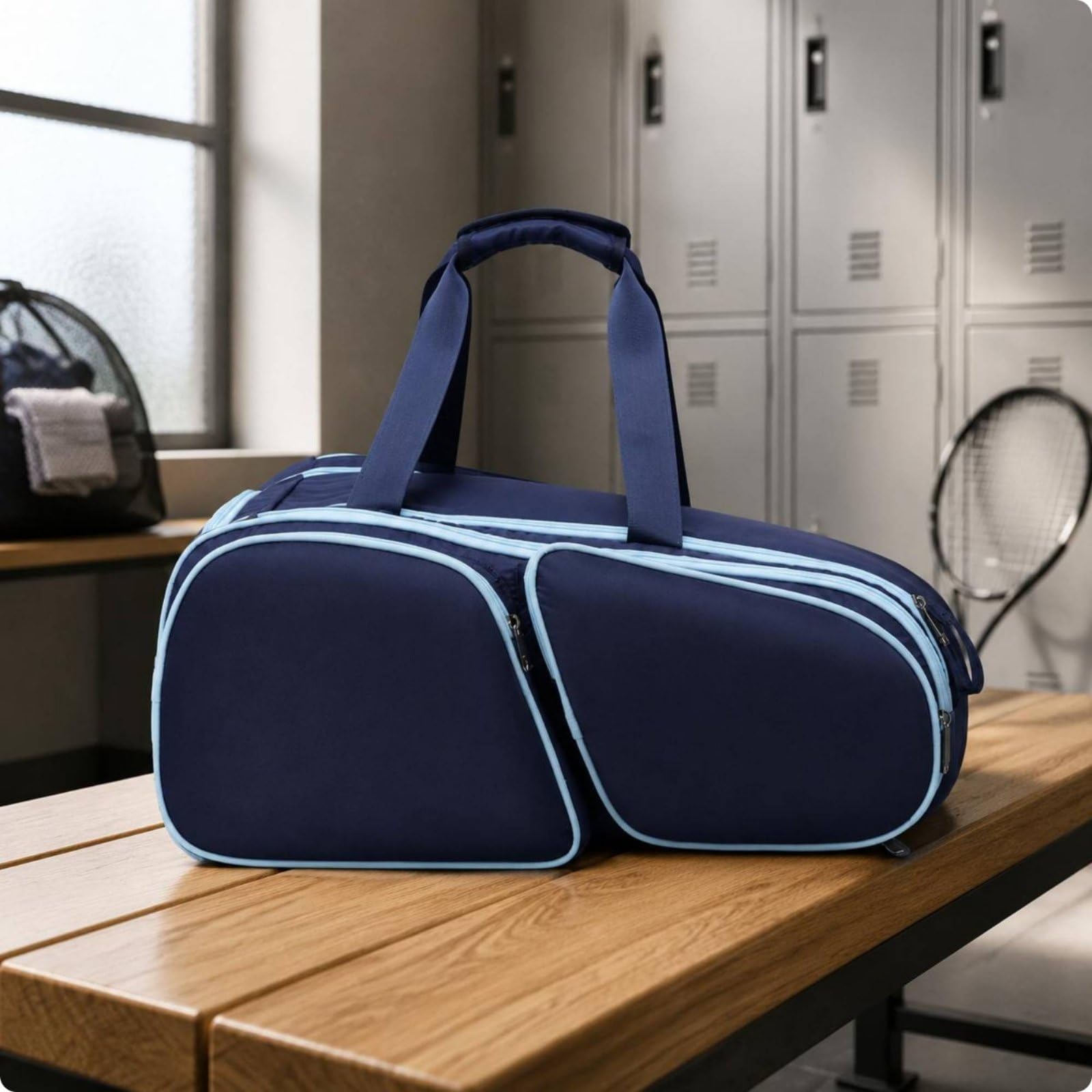 Borsa Racchette Tennis Scomparti con Cerniera Attrezzatura Sportiva Design Versatile Articolo Sportivo