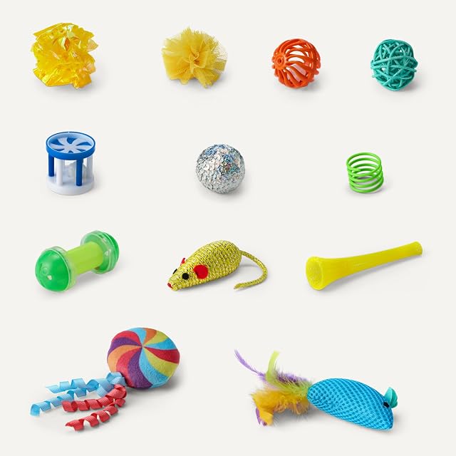 Foto 5 de 5 de Amazon Basics Paquete Variado de Kits de Juguetes para Gatos con Teaser, Bola, Pluma, Primavera