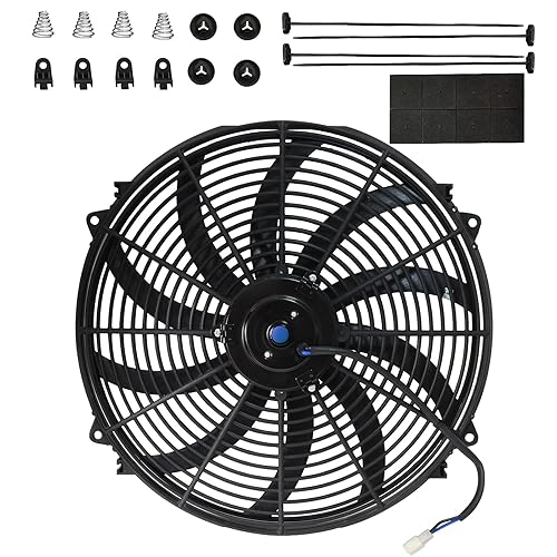 MuHize Ventilador de refrigeración de radiador eléctrico, ventilador universal de alto rendimiento mejorado de 16 pulgadas, conjunto de