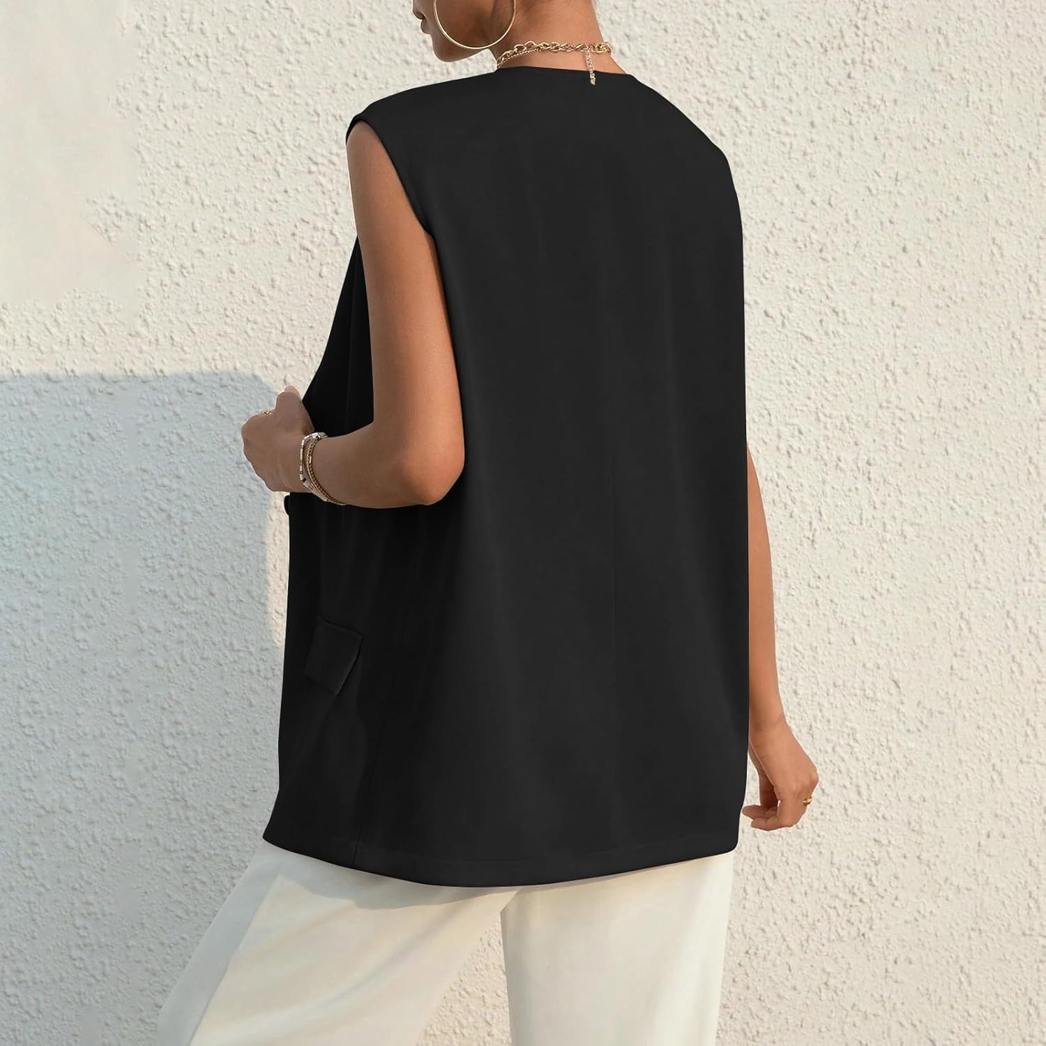 Damen-Anzug-Weste mit Knöpfen und Kragen ärmellose Anzug Jacke Arbeits Mode Business leichte Einzel knopf-Sommer Weste