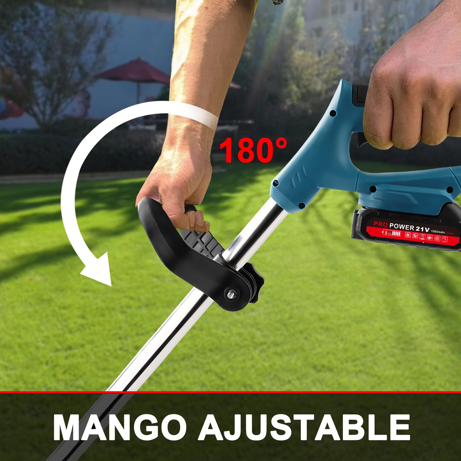 Desbrozadora eléctrica con 2 baterías, compatible con baterías de 21 V, motor sin escobillas, cortadora de césped manual, para cortar bordes